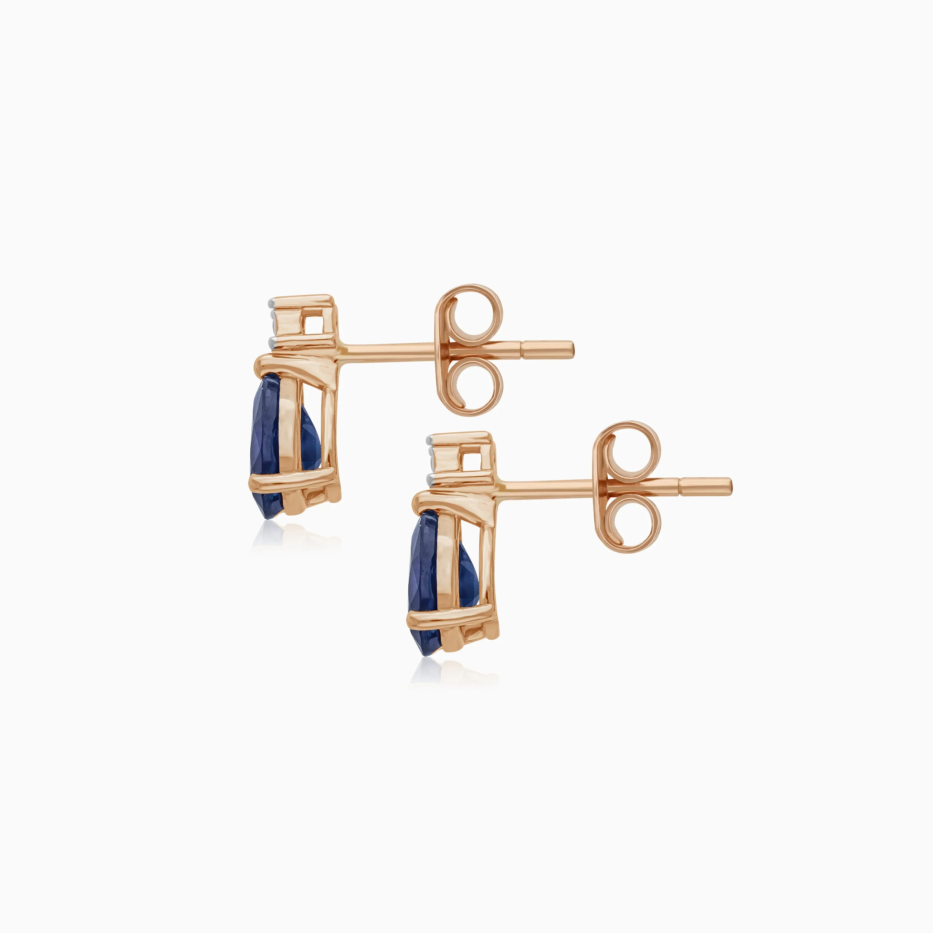 drop shape sapphire and natural diamond earrings in 18k Rose gold | colour classic collection - Image 3