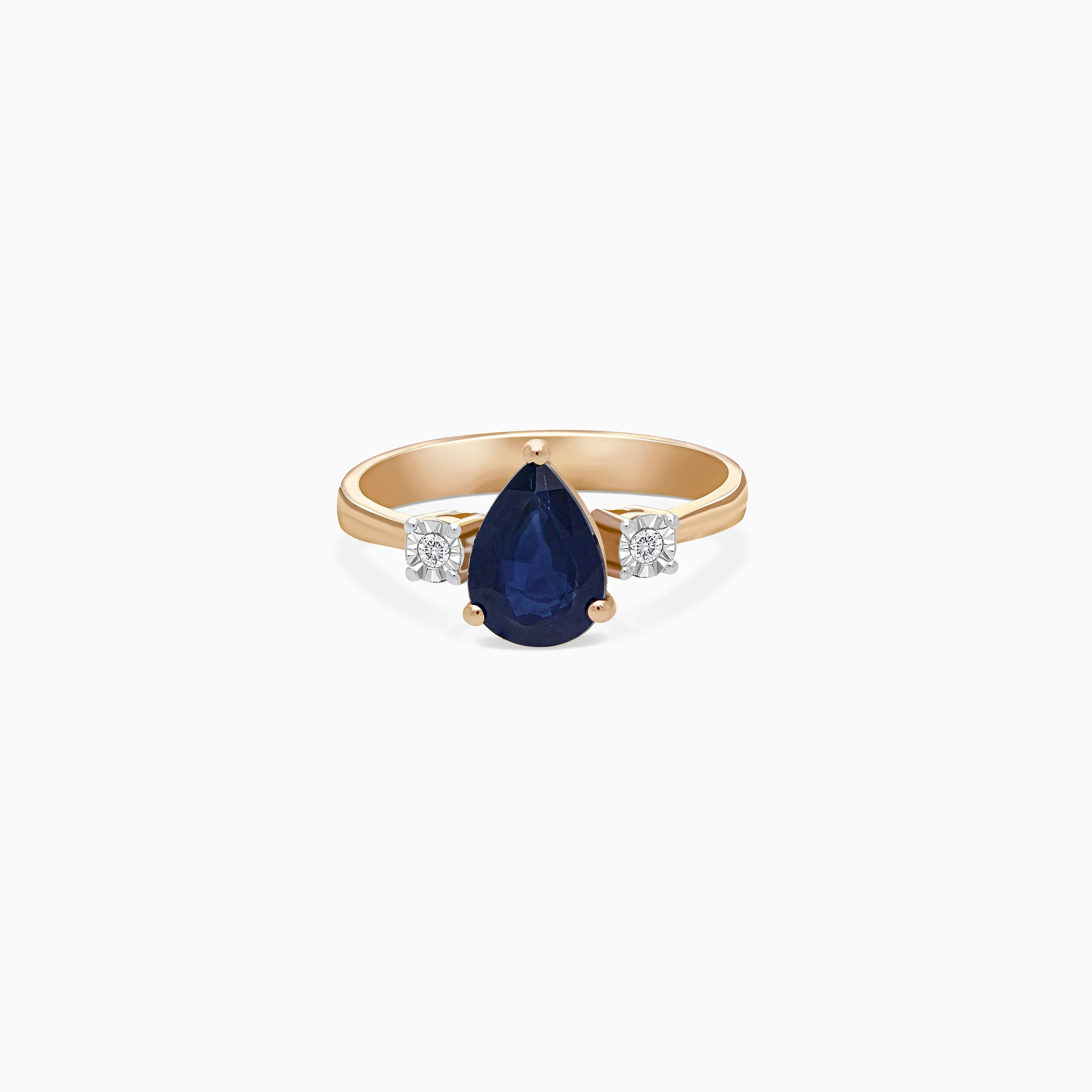 drop shape sapphire and natural diamond ring in 18k Rose gold | colour classic collection - Image 2