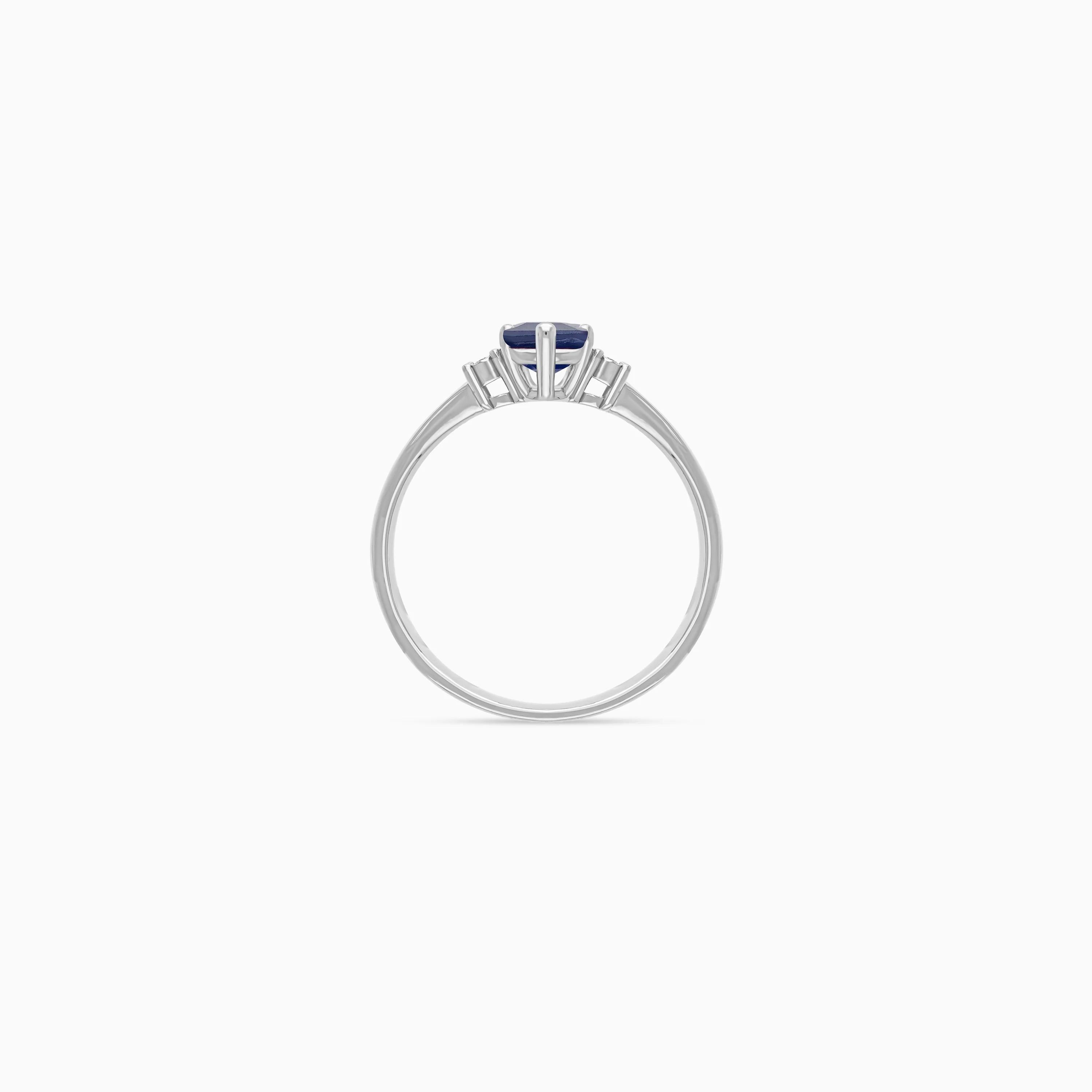 Drop shape sapphire and natural diamond ring in 18k white gold | colour classic collection - Image 4