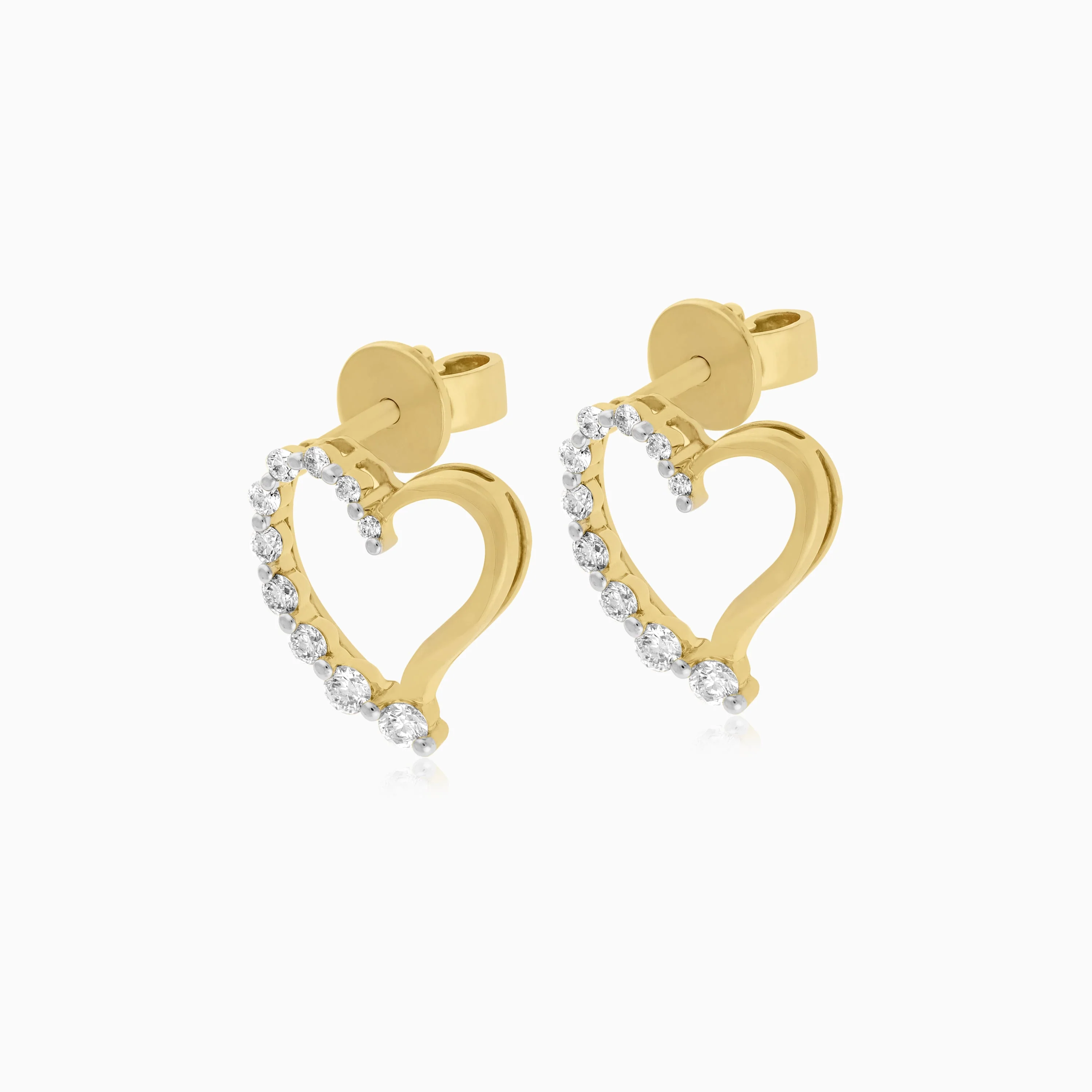Dunyati Collection: 18K Yellow Gold Heart-Shaped Diamond Earrings - Image 3