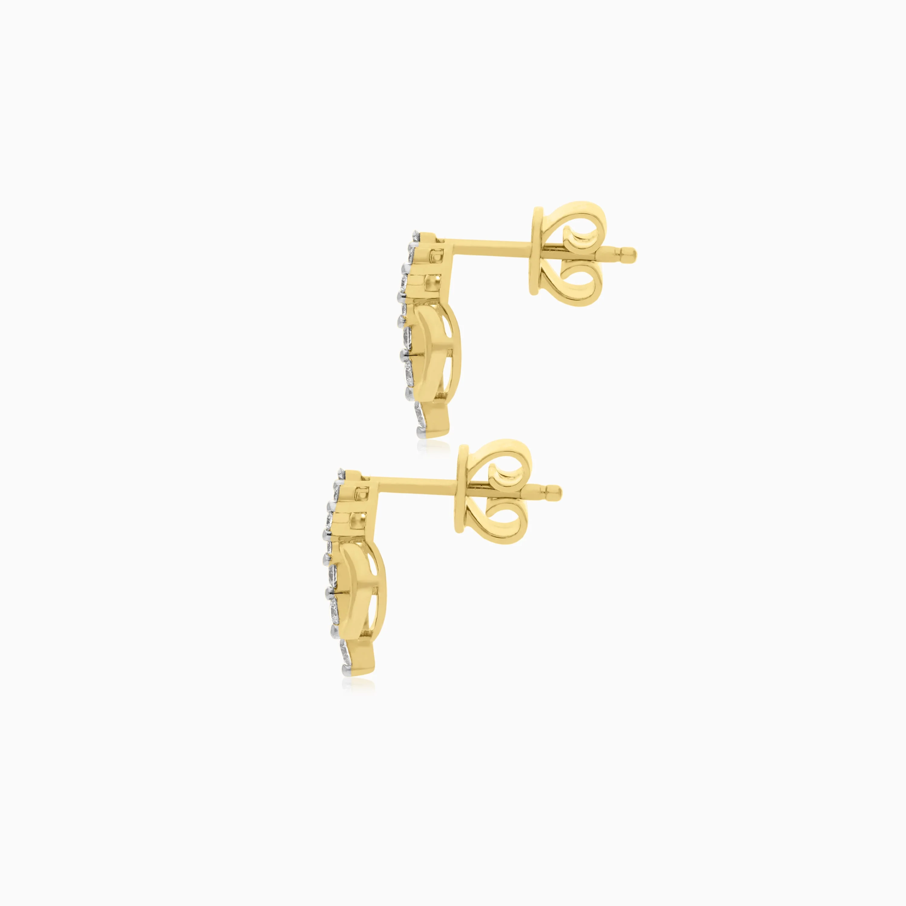 Dunyati Collection: 18K Yellow Gold Heart-Shaped Diamond Earrings - Image 4