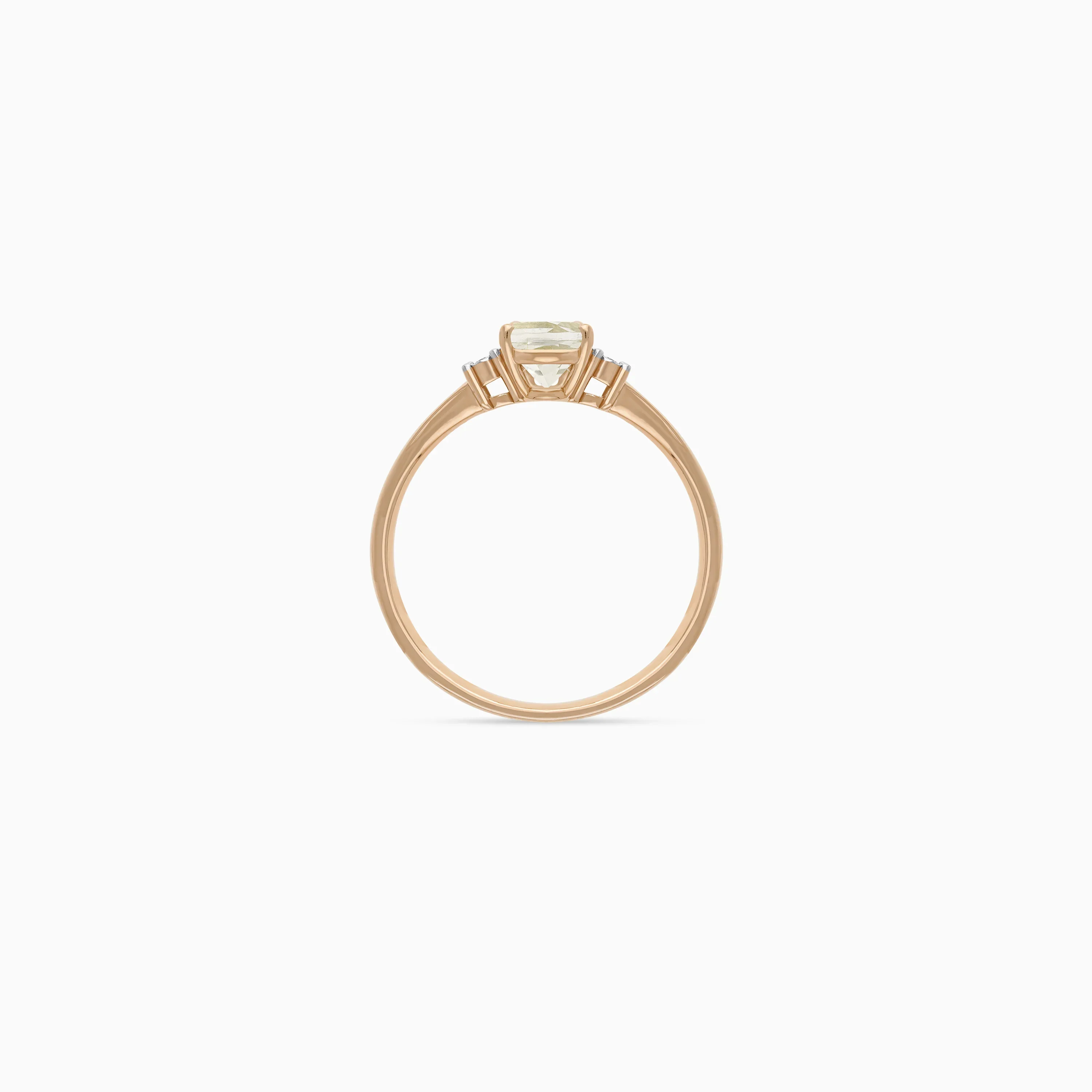 Elegant 18k Rose Gold Ring Featuring Green Prasiolite & Natural Diamond – Color Classic Collection - Image 3