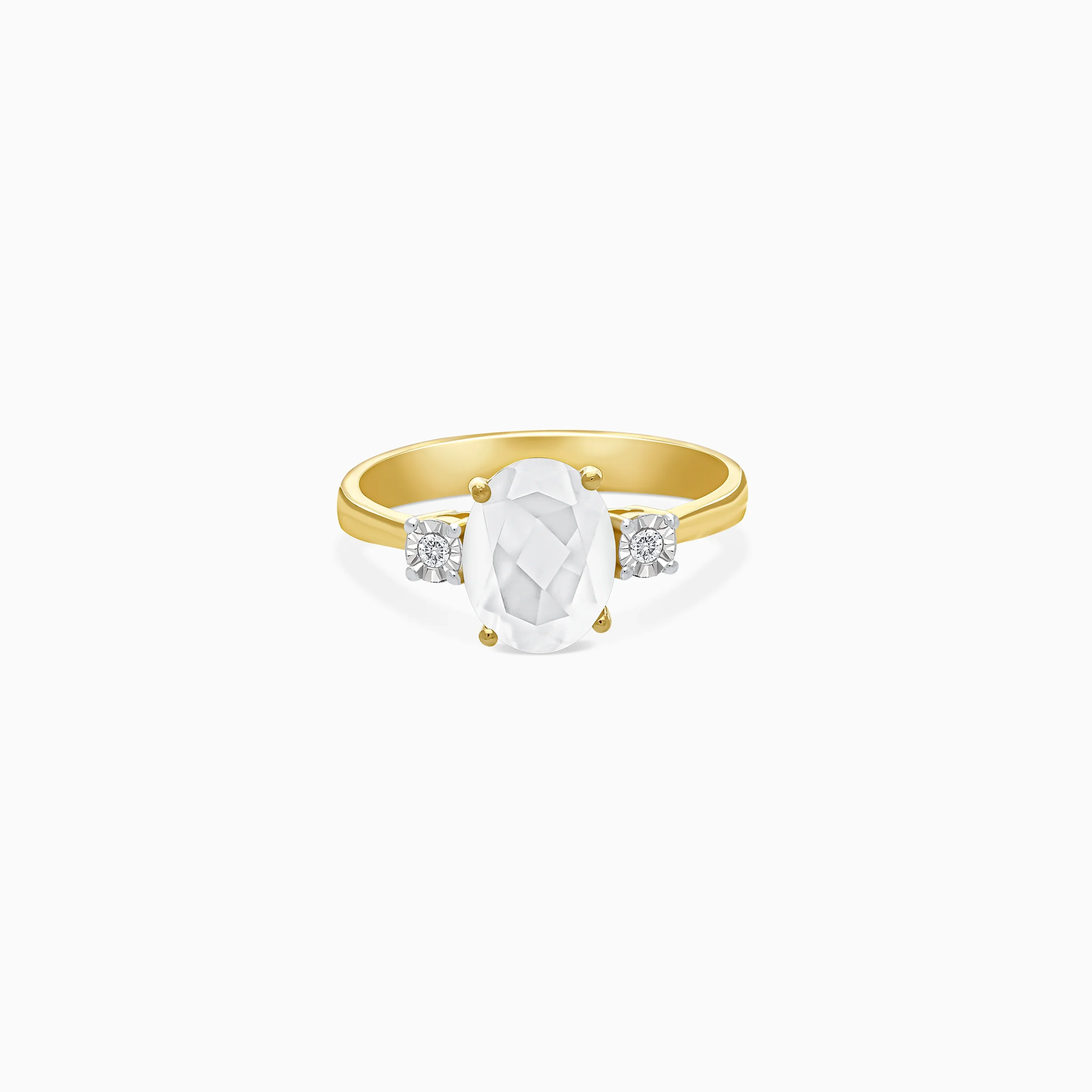 Natural Chalcedony & diamonds Ring in 18K Yellow Gold | colour classic - Image 2
