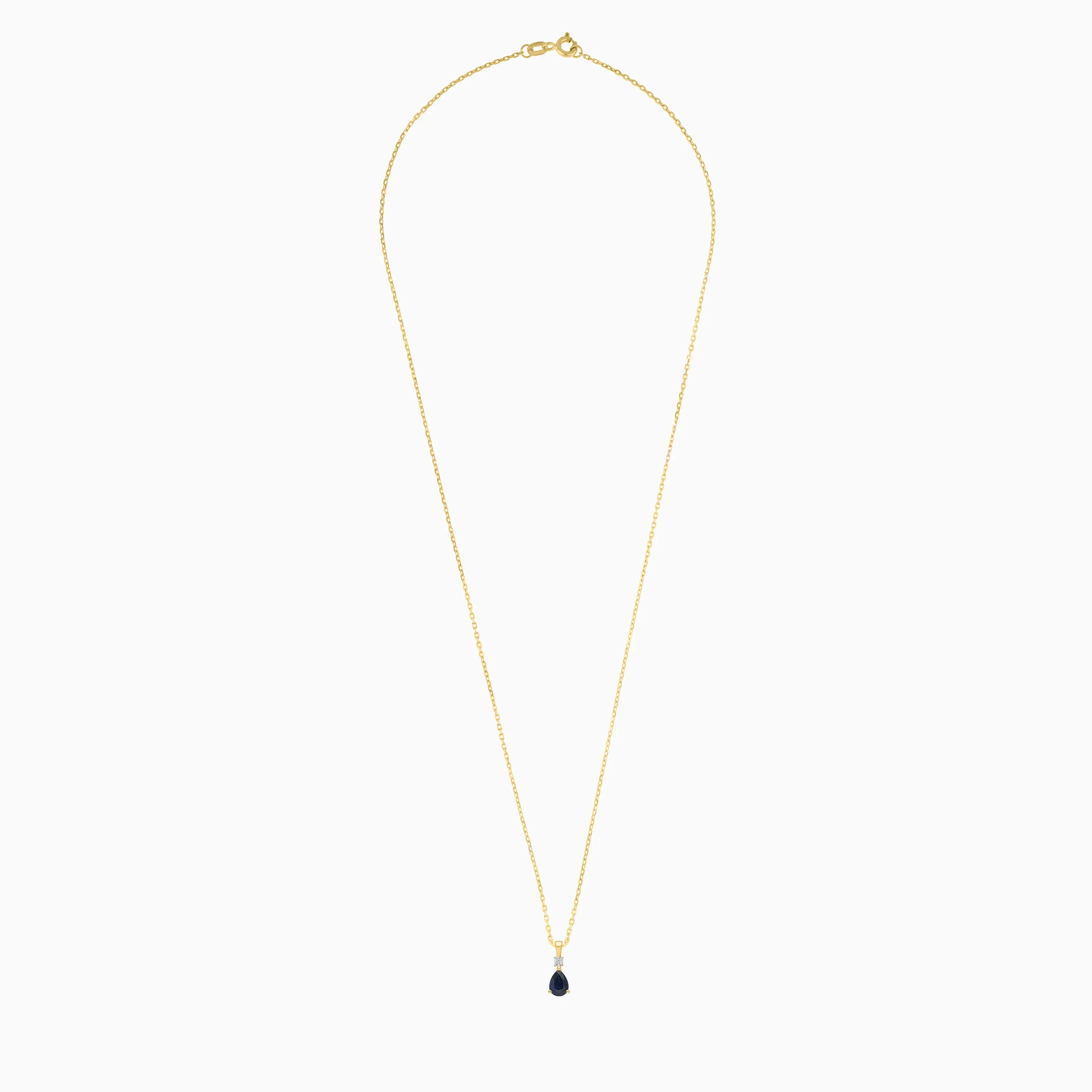 Elegant Drop shape sapphire and natural diamond necklace in 18k Yellow gold | colour classic collection - Image 2