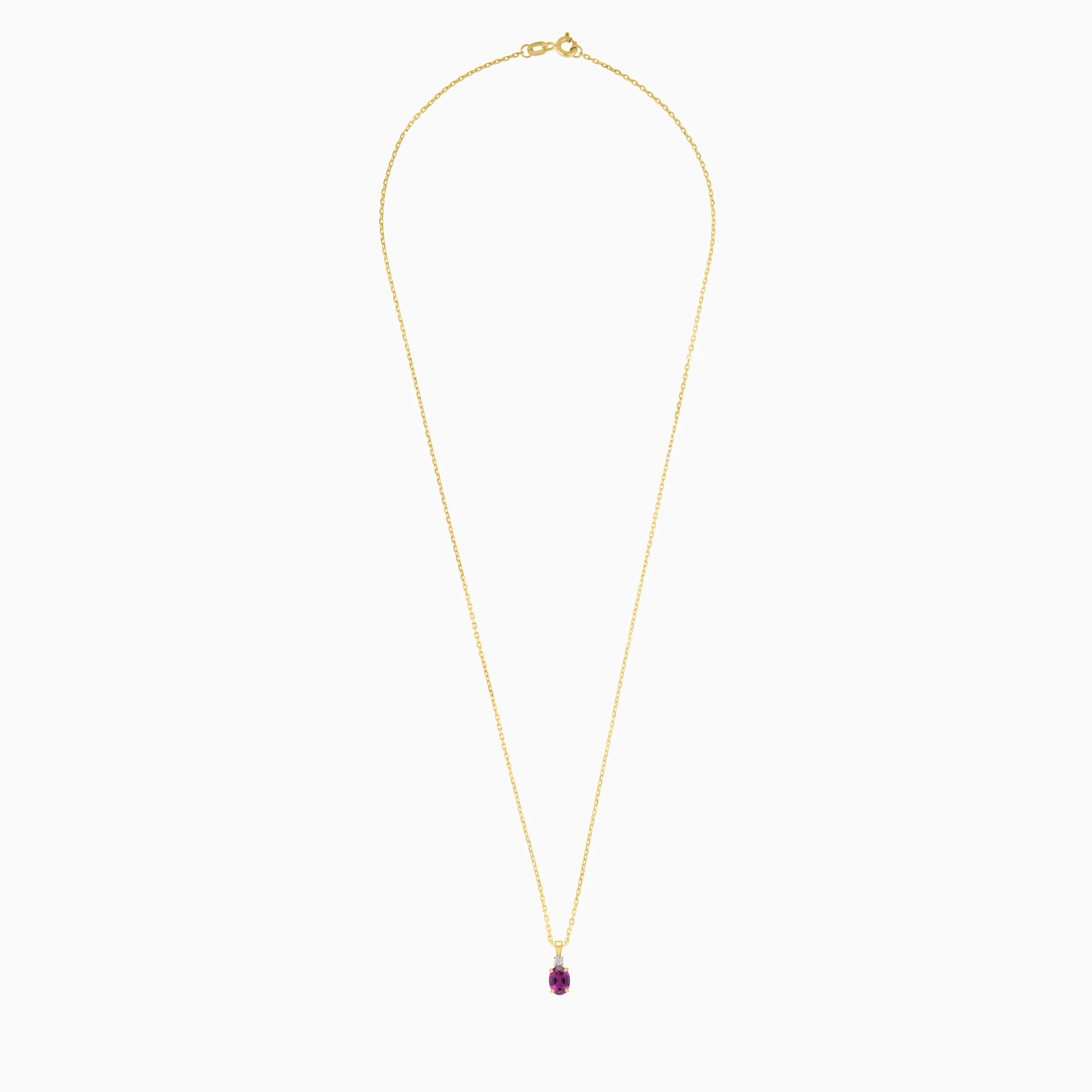 Elegant Rhodolite Garnet & Natural Diamond Necklace in 18k Yellow Gold | Colour Classic Collection - Image 2
