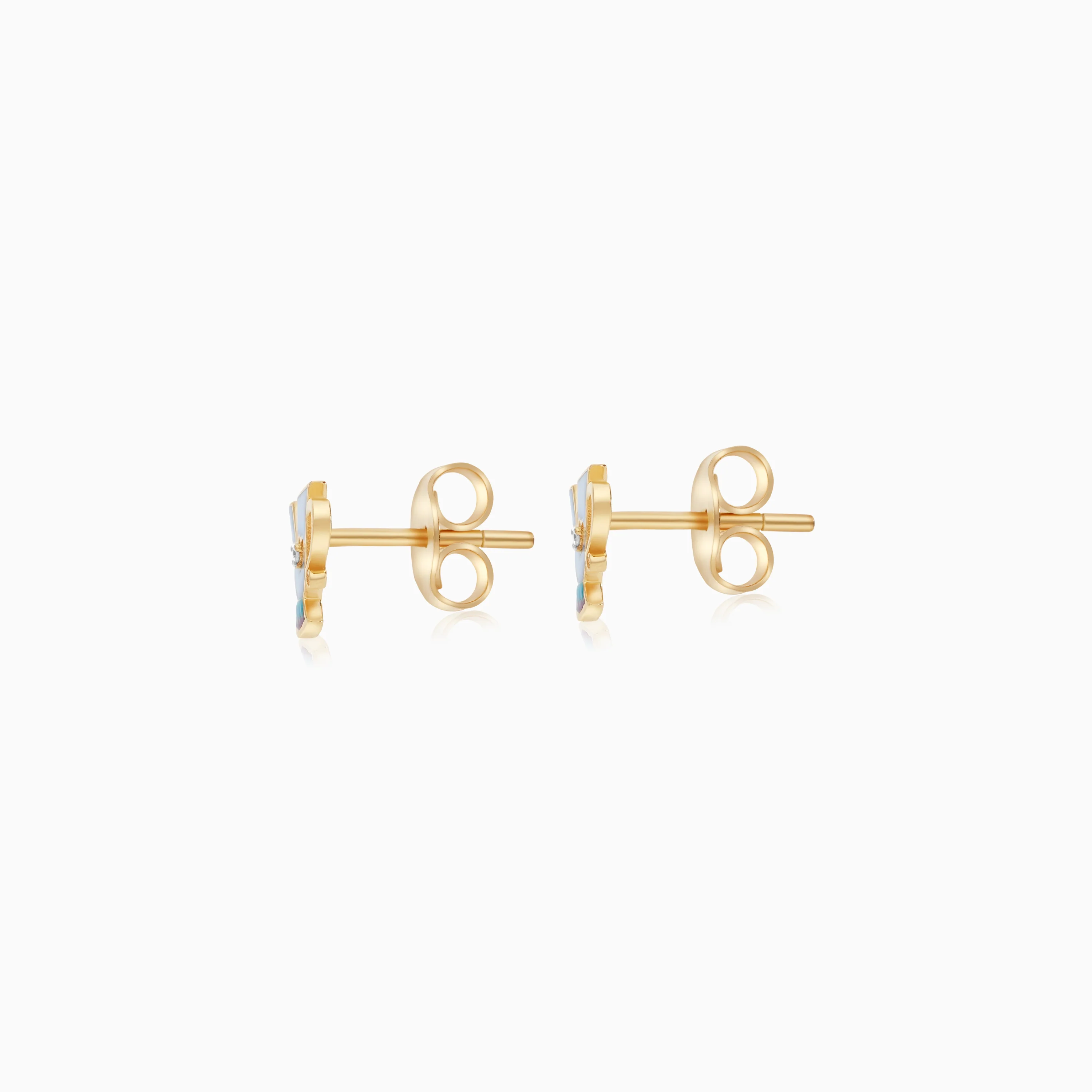 Disney Princess Belle Chip Earrings for Kids 18k Yellow Gold with Natural Diamonds | Disney Collection - Image 3