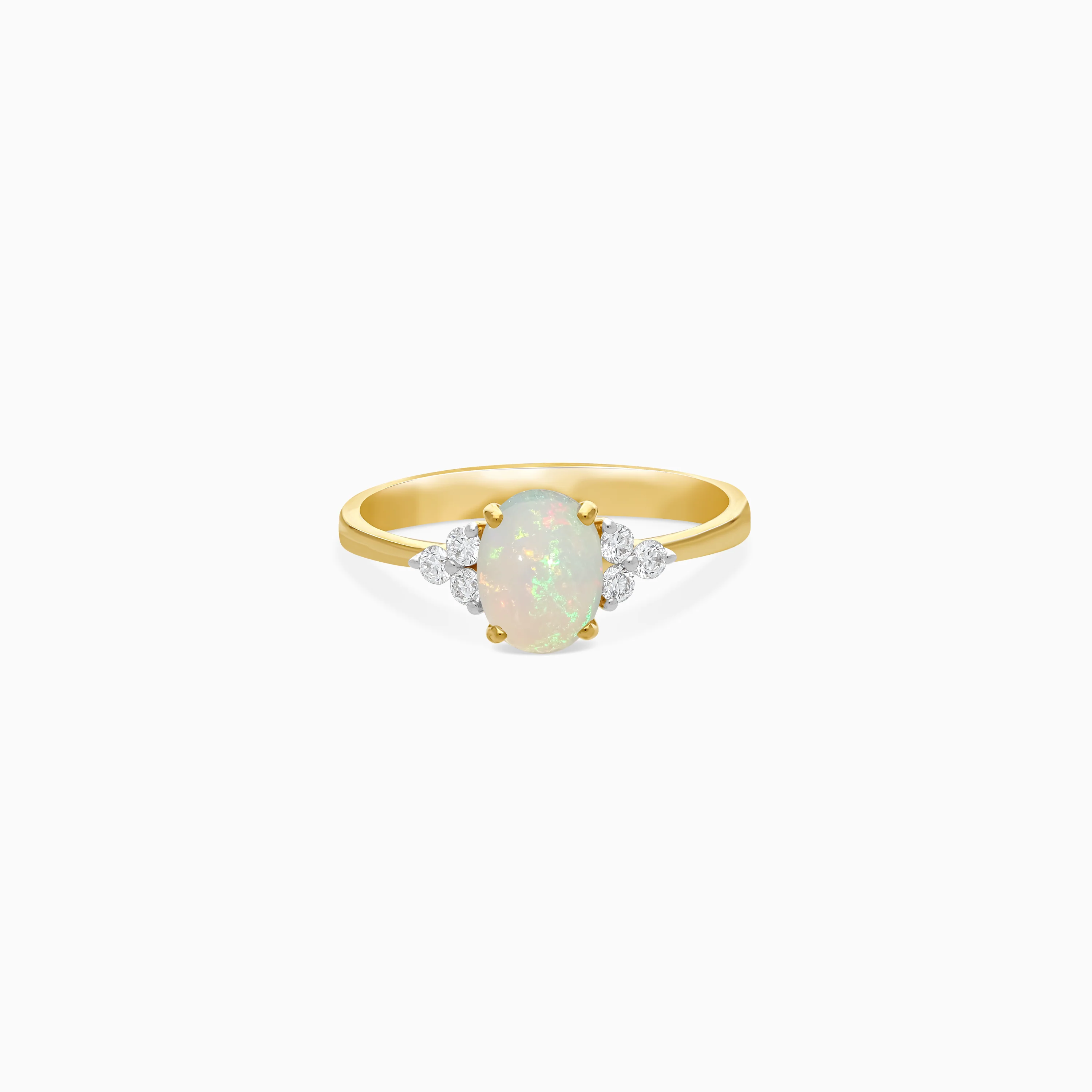 Ethereal Opal & Natural Diamond Ring in 18k Yellow Gold | Colour Classic Collection - Image 4