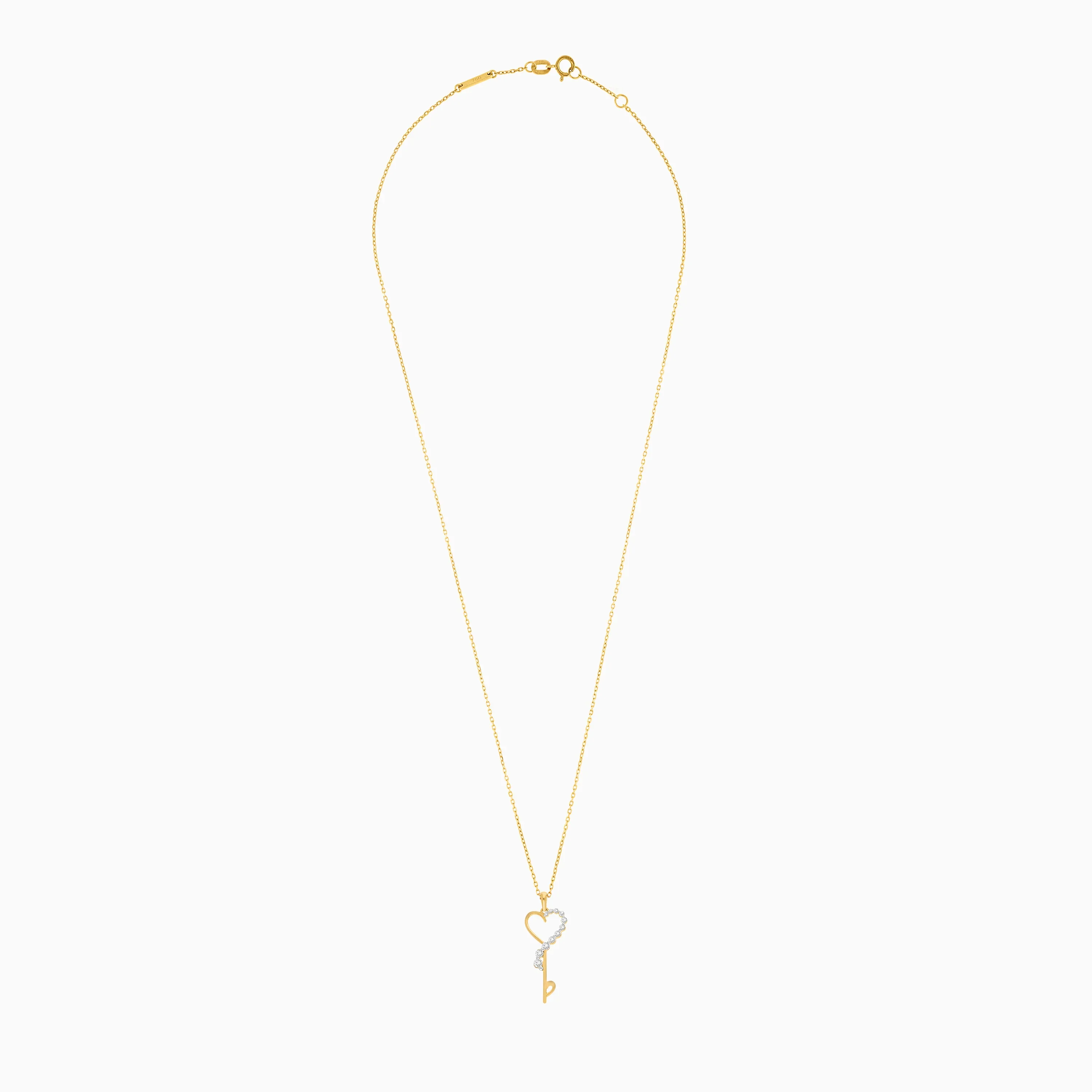 Exquisite 18K Yellow Gold Heart Key Necklace with Natural Diamonds - Dunyati Collection - Image 3