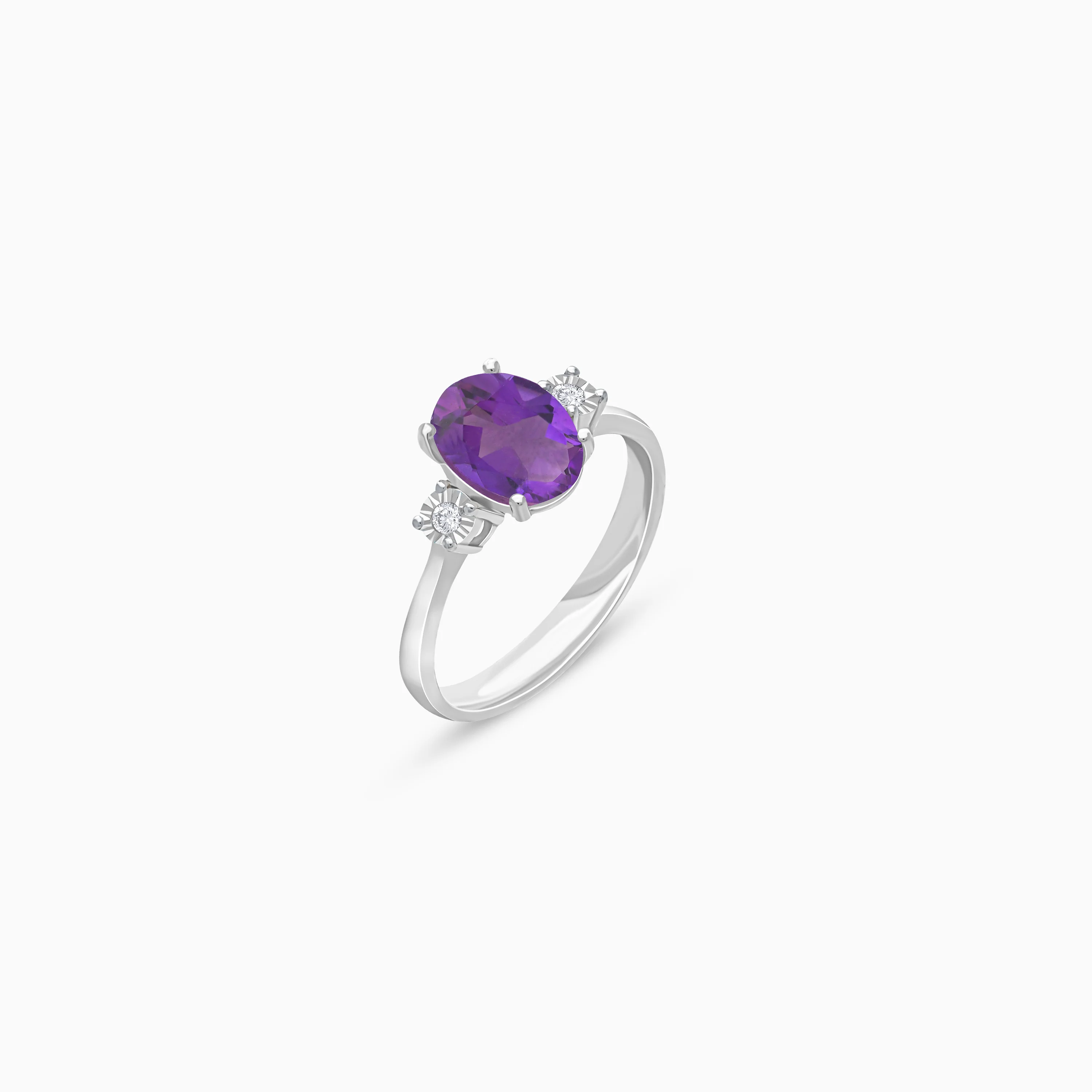 18K Gold Amethyst & Natural Diamonds Ring | Colour Classic - Image 8