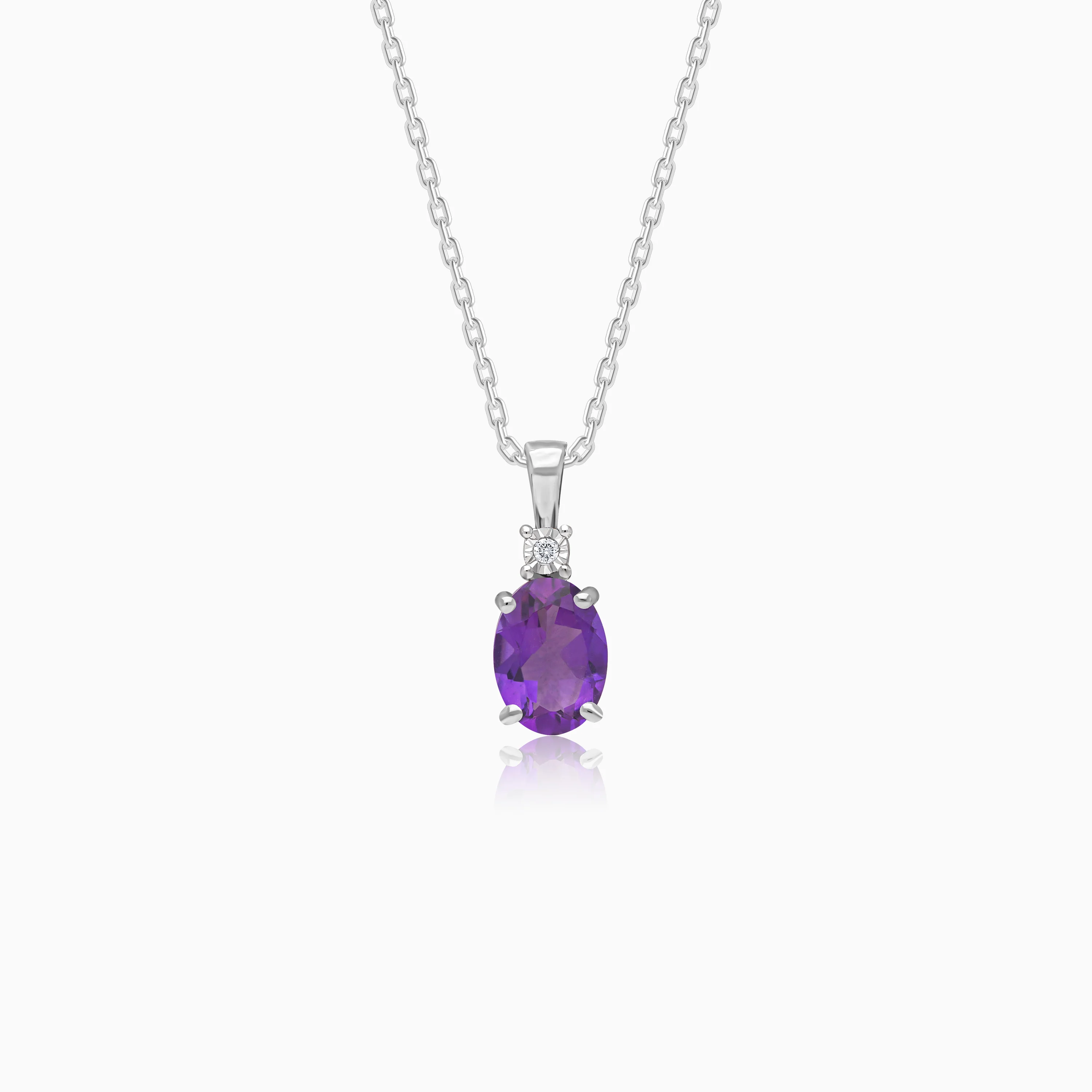 18K Gold Amethyst & Natural Diamonds Necklace | colour classic - Image 5