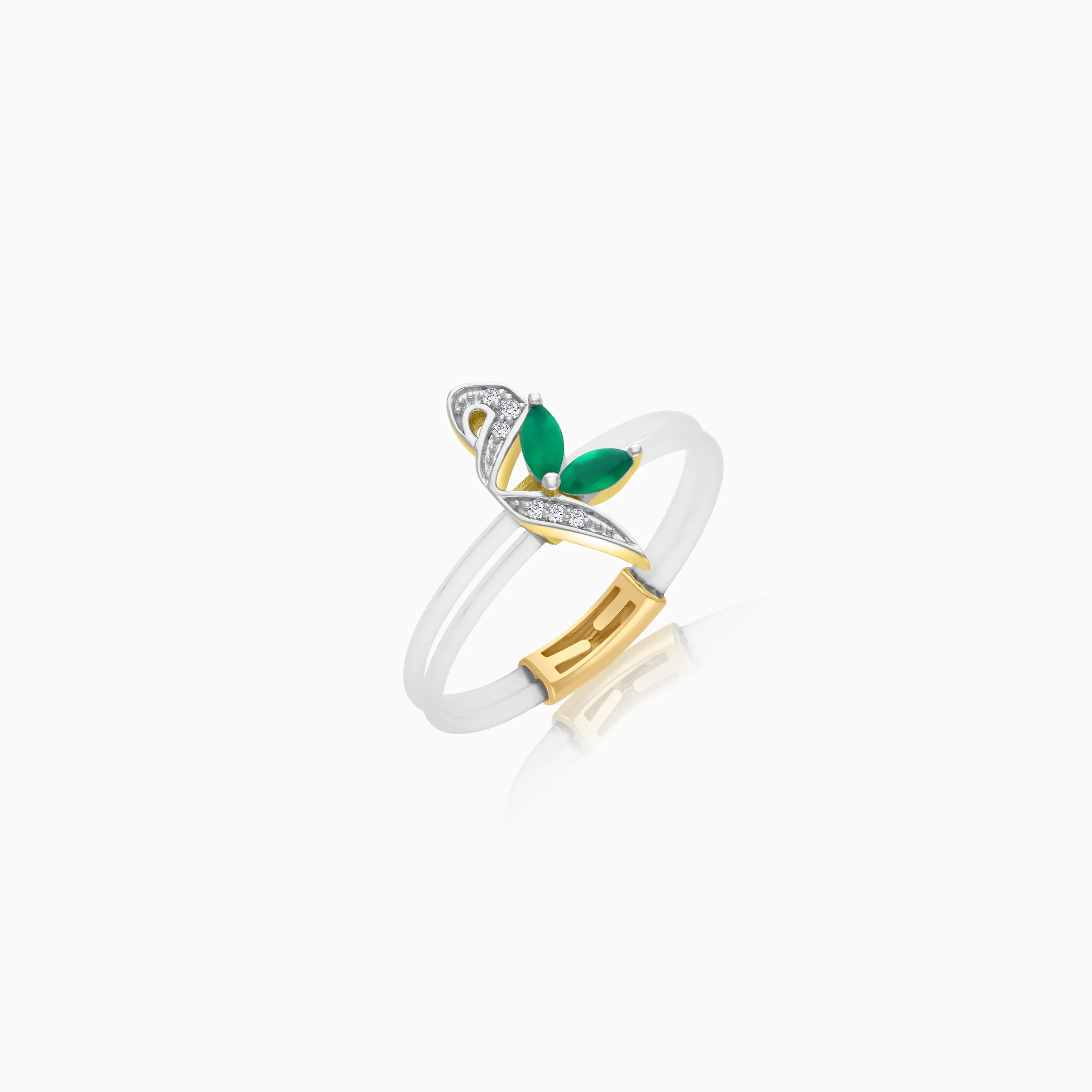 Floating Ring - Meem letter with Natural Diamonds and gemstones - Image 3