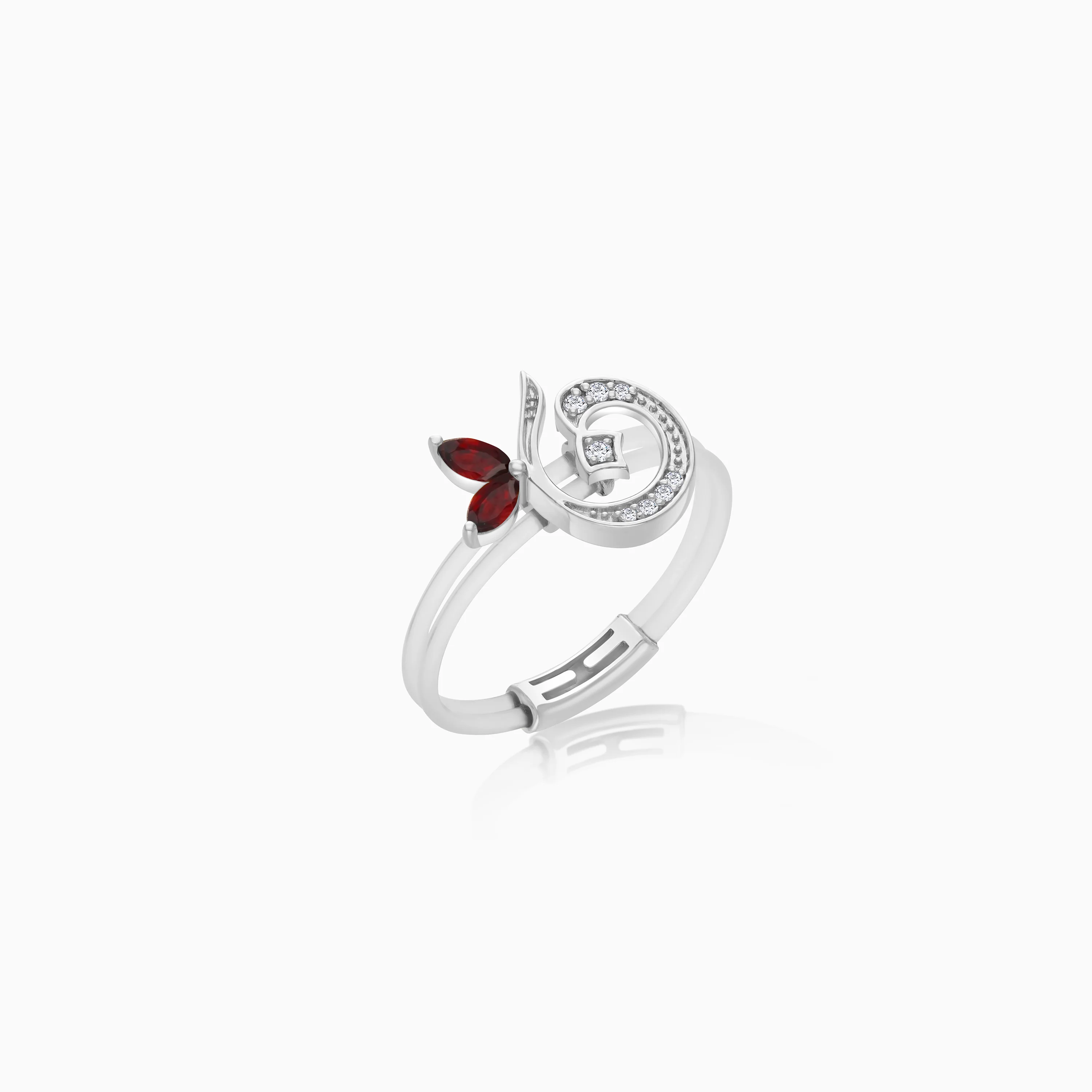Floating Ring - Noon letter with Natural Diamonds and gemstones - Image 10
