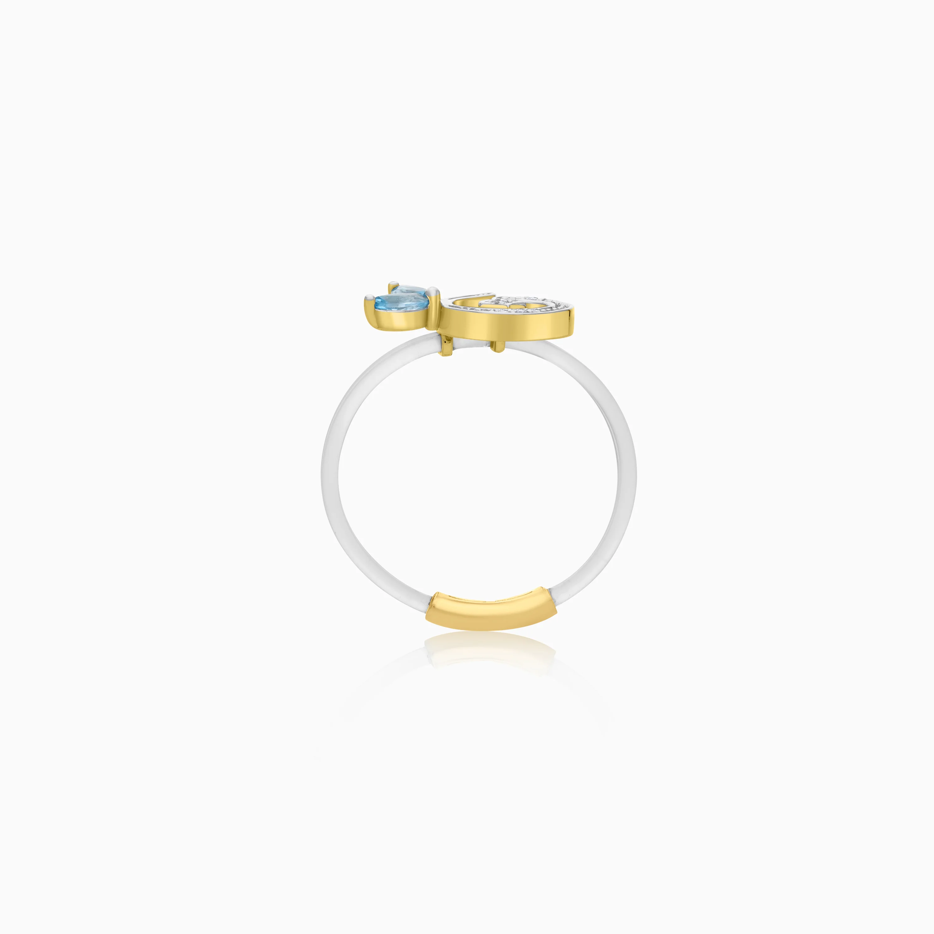 Floating Ring - Noon letter with Natural Diamonds and gemstones - Image 11