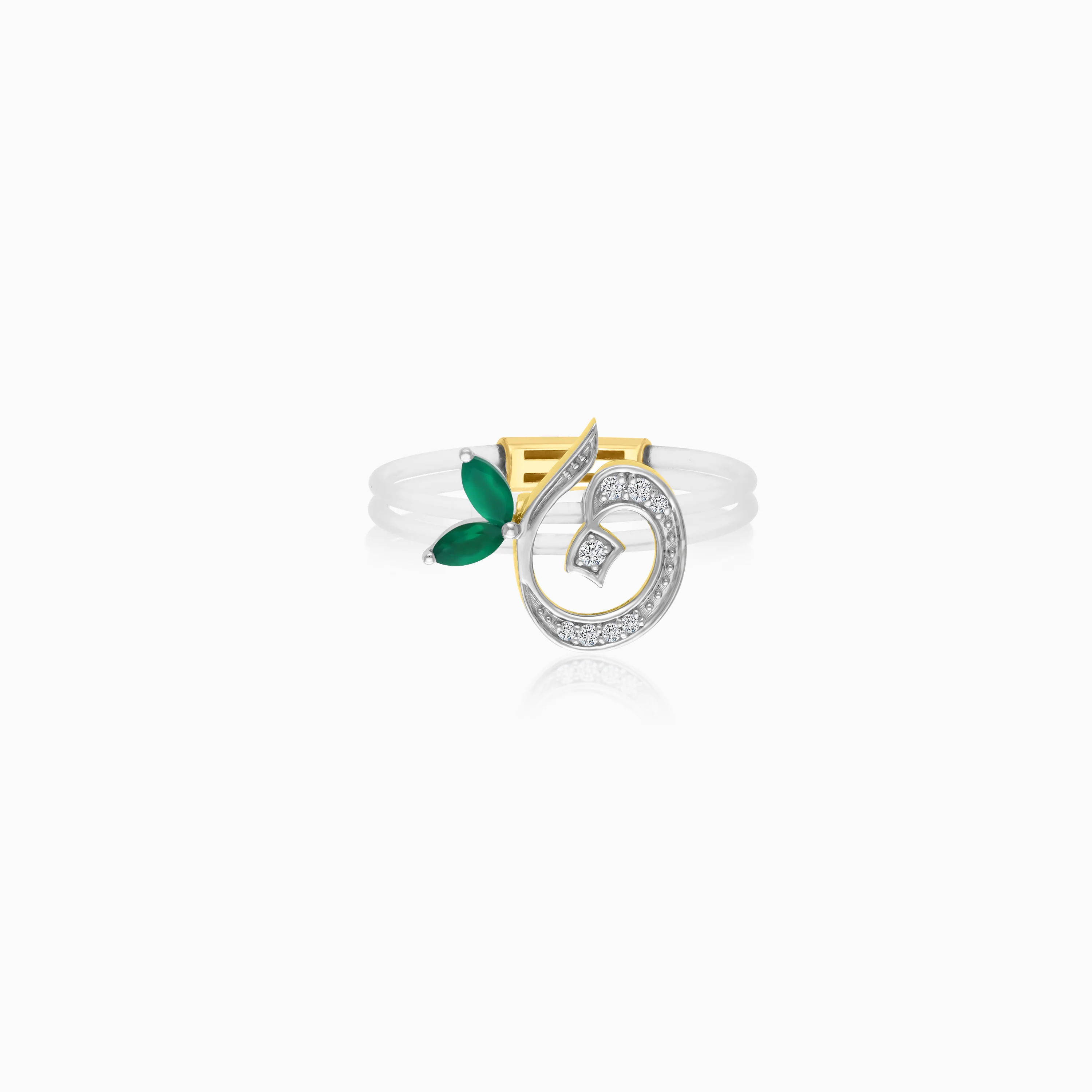 Floating Ring - Noon letter with Natural Diamonds and gemstones - Image 3