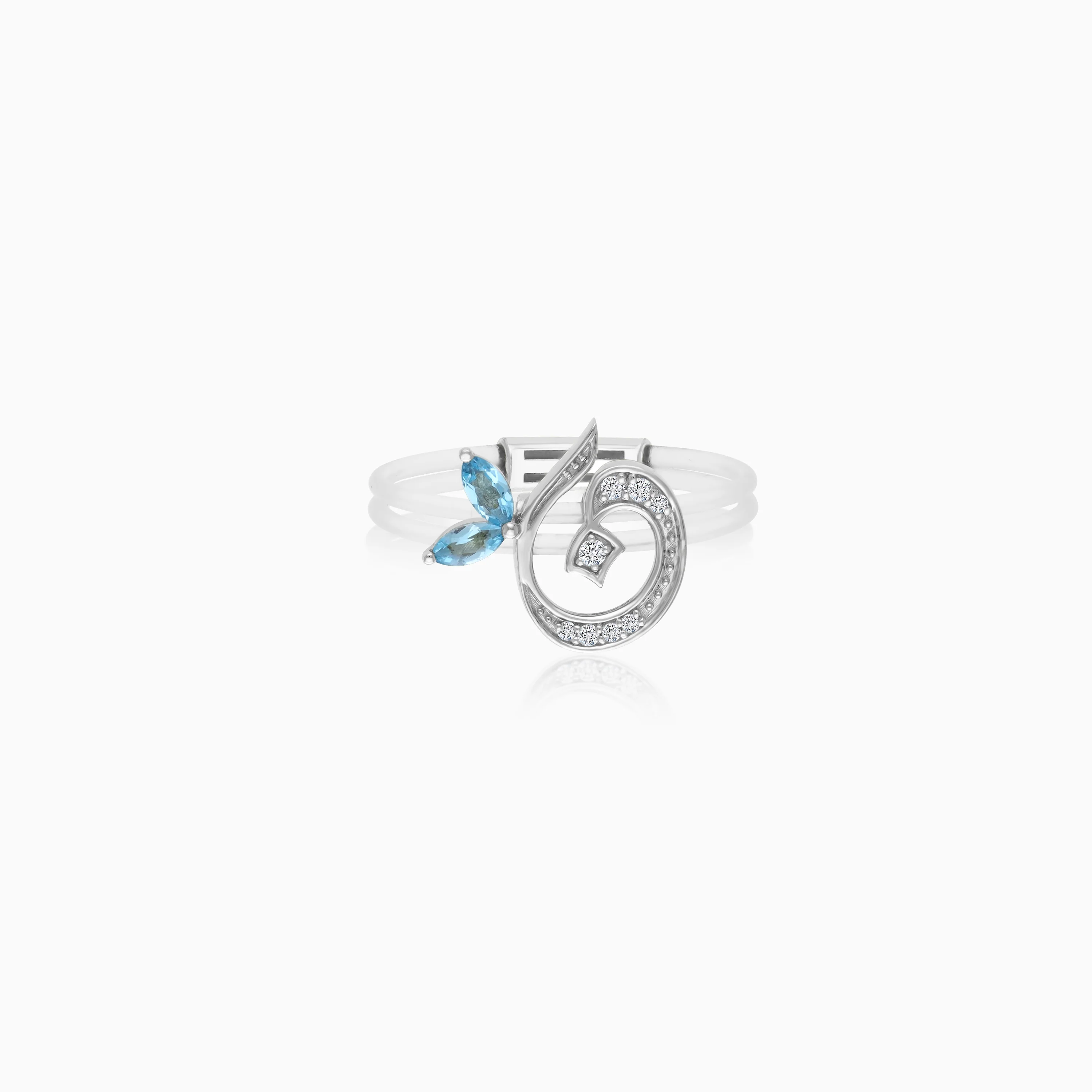 Floating Ring - Noon letter with Natural Diamonds and gemstones - Image 4