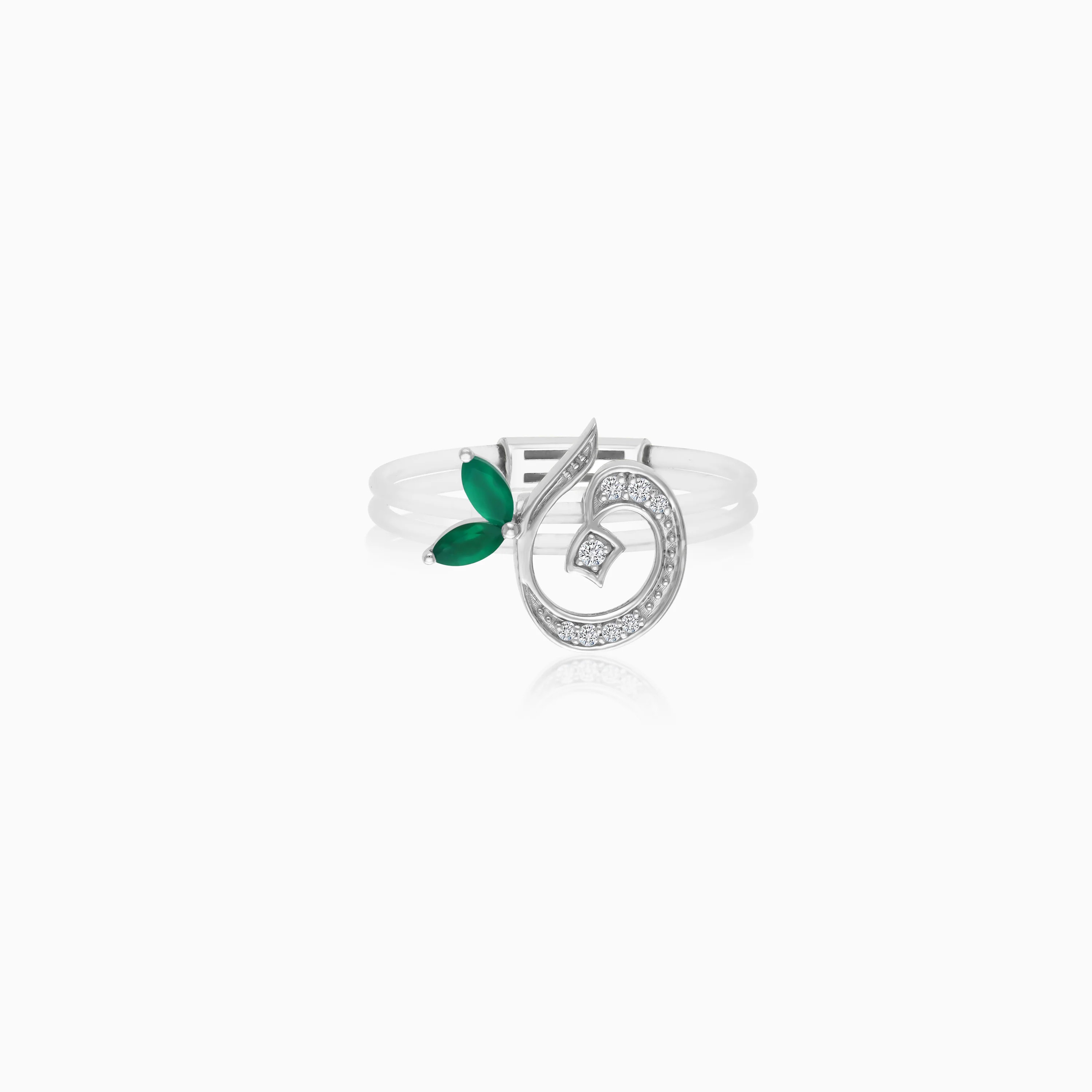 Floating Ring - Noon letter with Natural Diamonds and gemstones - Image 5