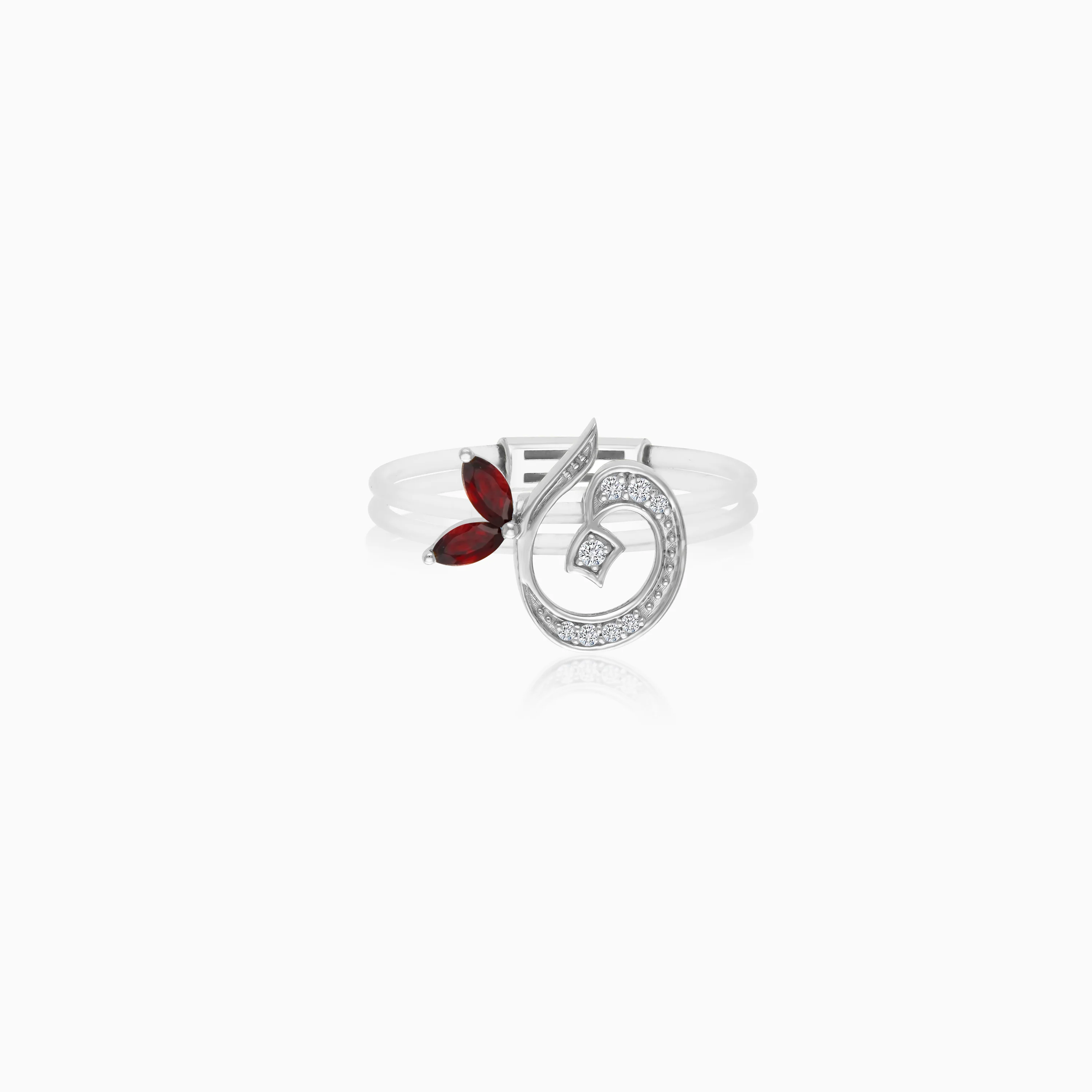 Floating Ring - Noon letter with Natural Diamonds and gemstones - Image 6