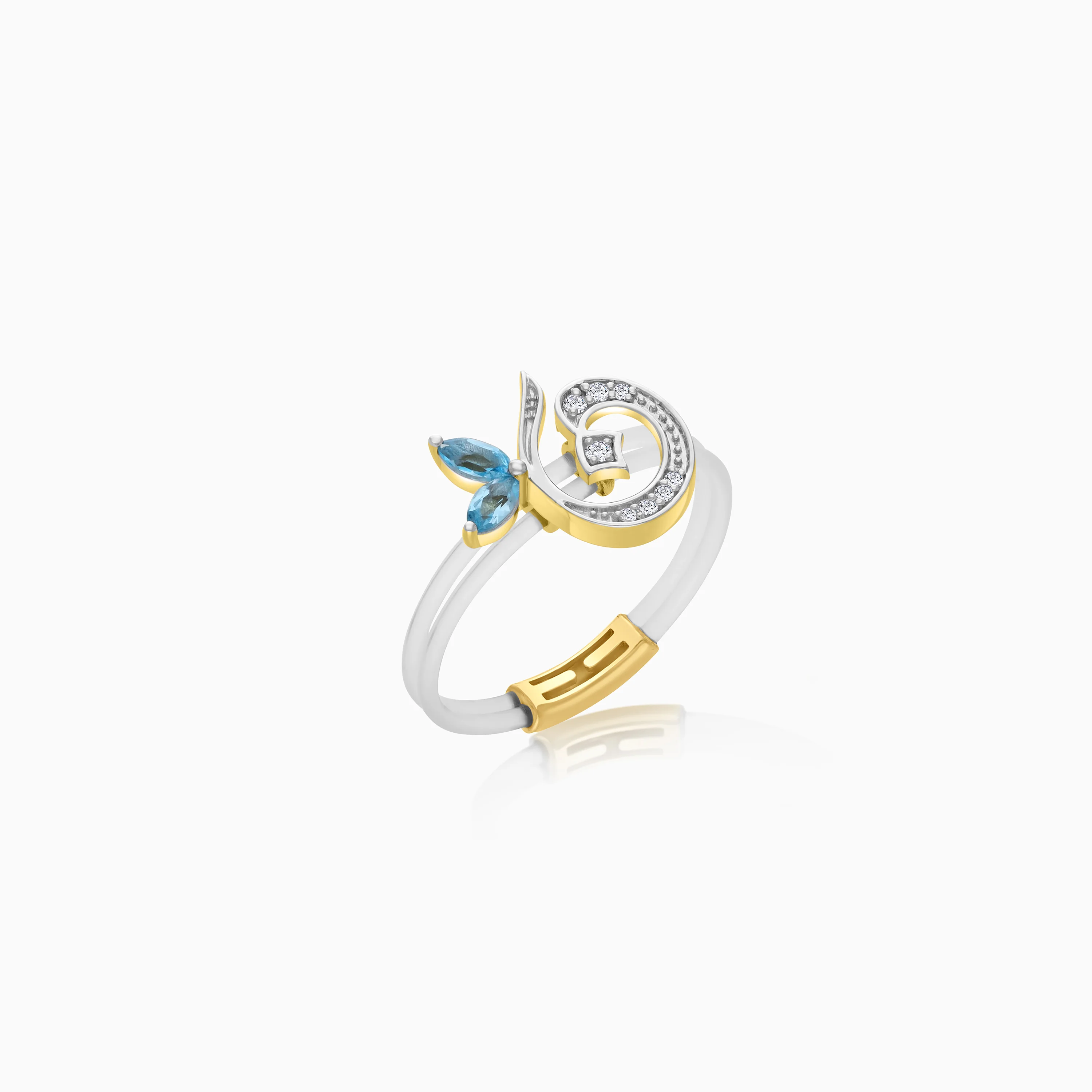 Floating Ring - Noon letter with Natural Diamonds and gemstones - Image 7