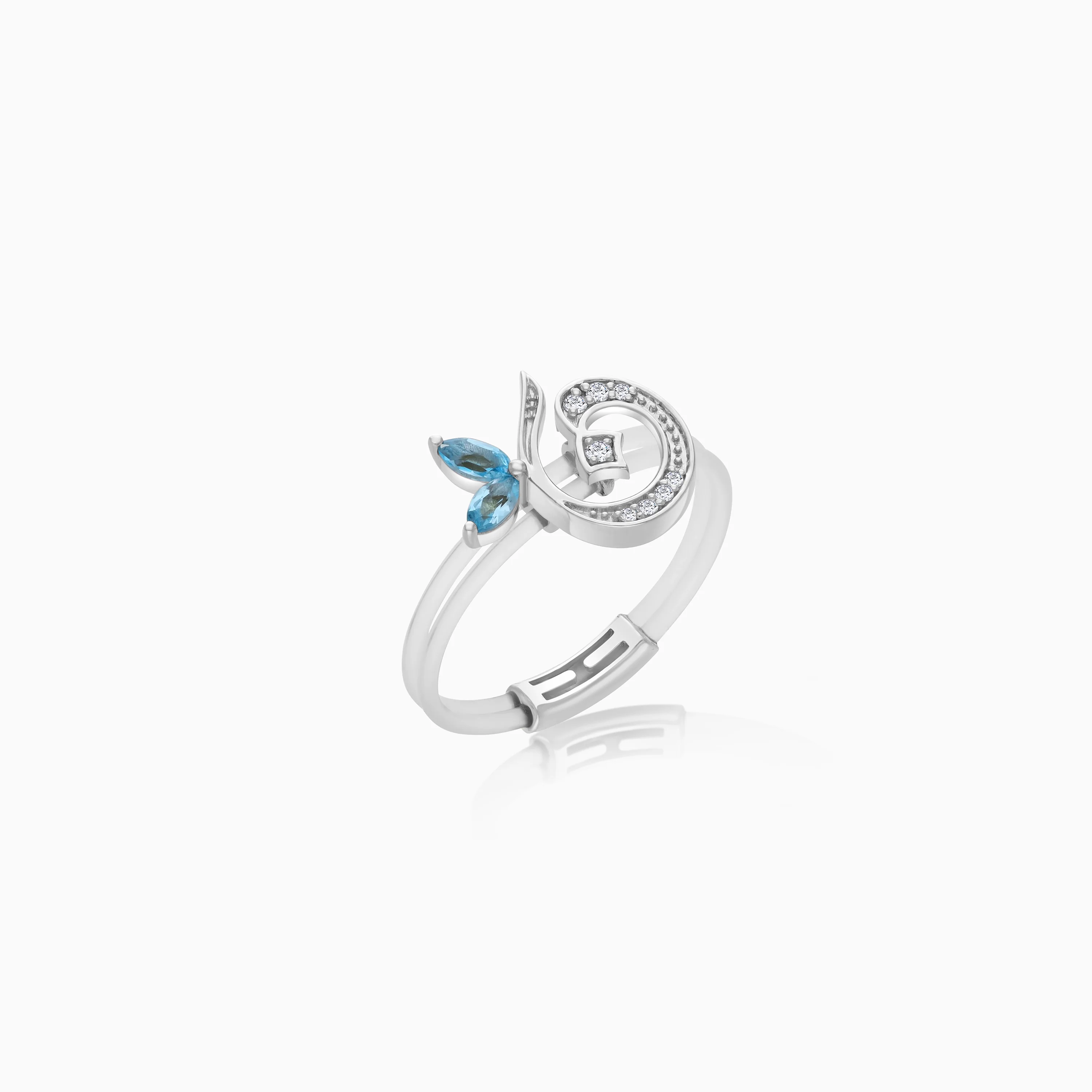 Floating Ring - Noon letter with Natural Diamonds and gemstones - Image 8