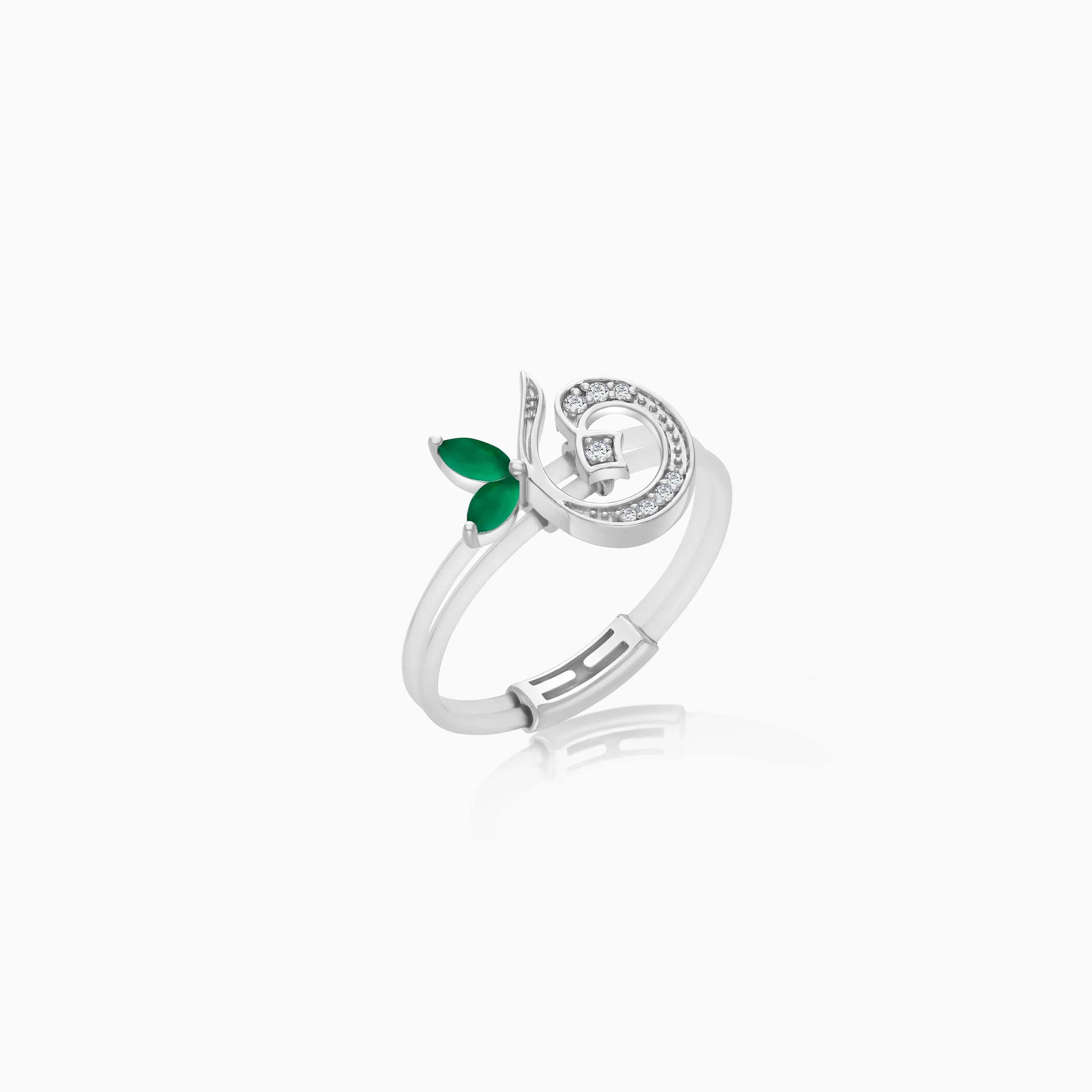 Floating Ring - Noon letter with Natural Diamonds and gemstones - Image 9