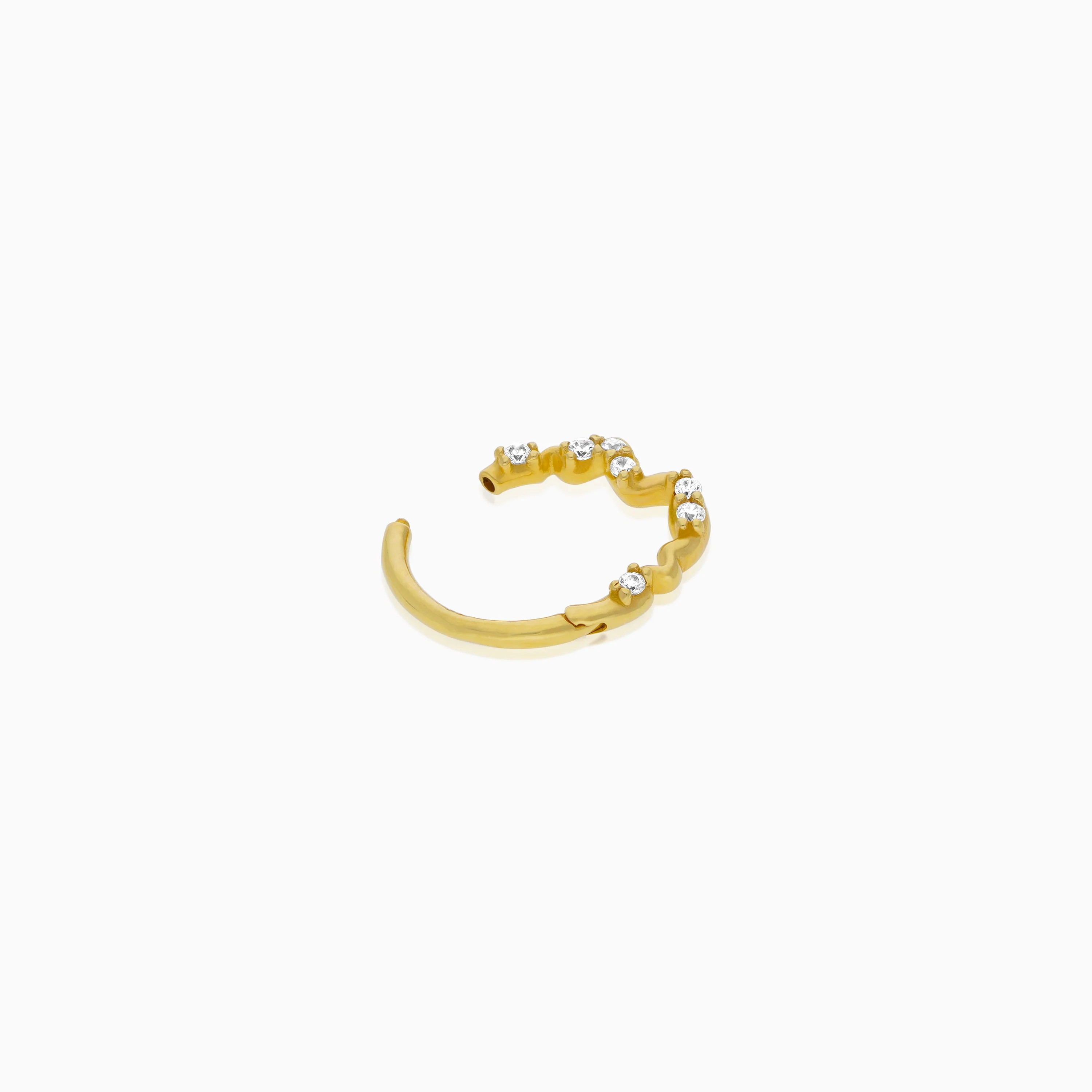 Radiant Yellow Gold Hoop Piercing Featuring Glittering Zircons - Image 2