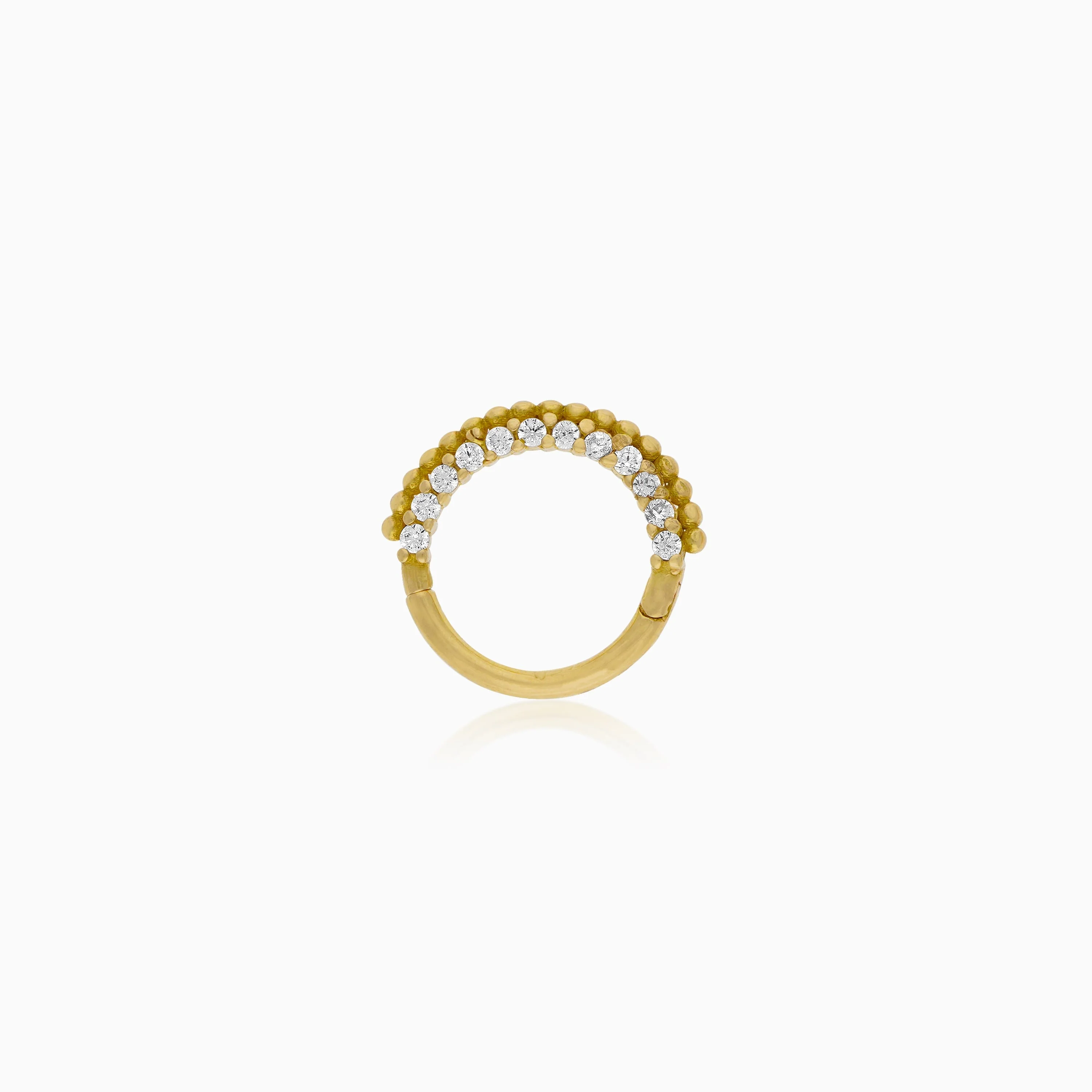 18K Gold Hoop Piercing Embellished with Shimmering Zircons - Image 2
