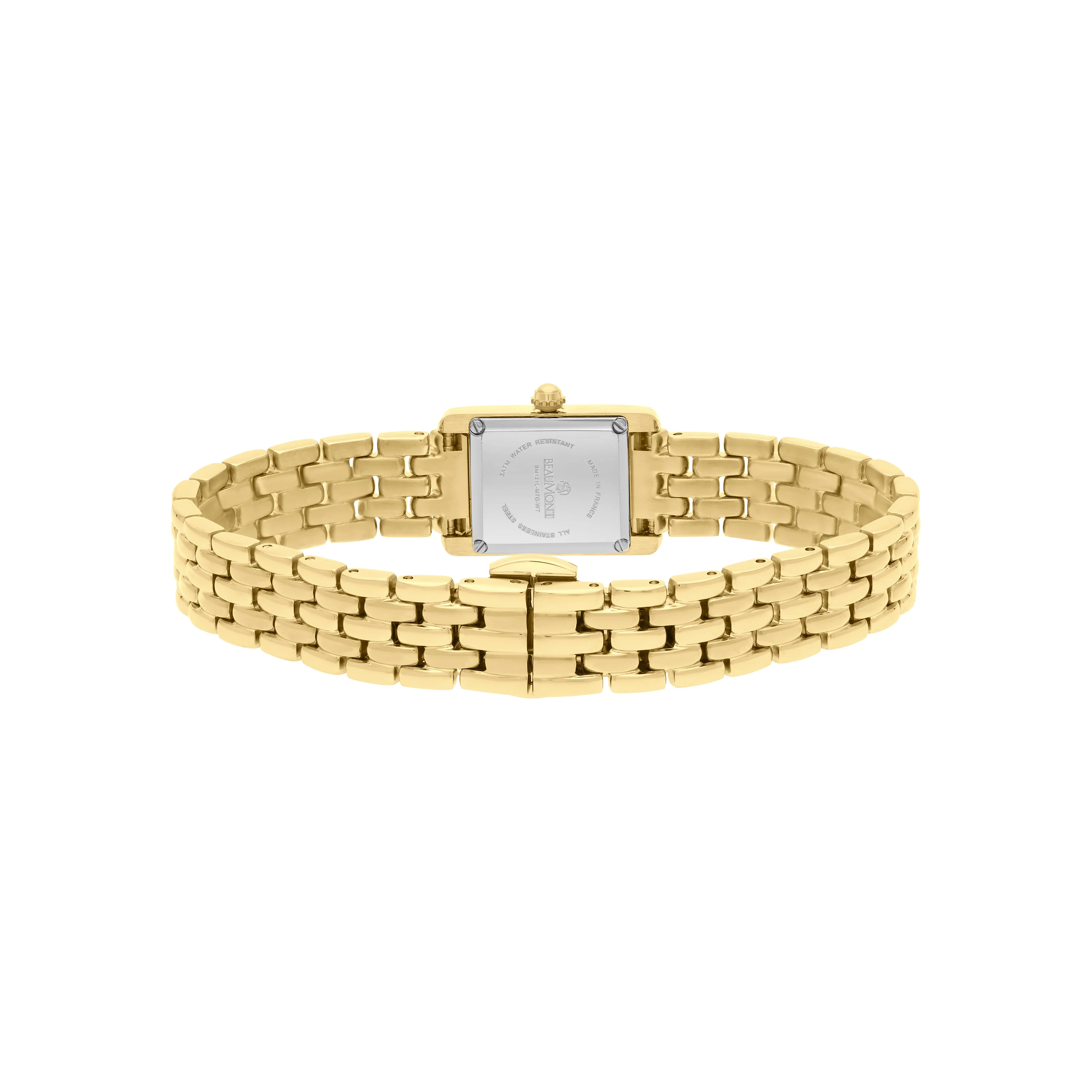 Gold Plated Rectangle Quartz Beaumont Ladies Watch - Image 3
