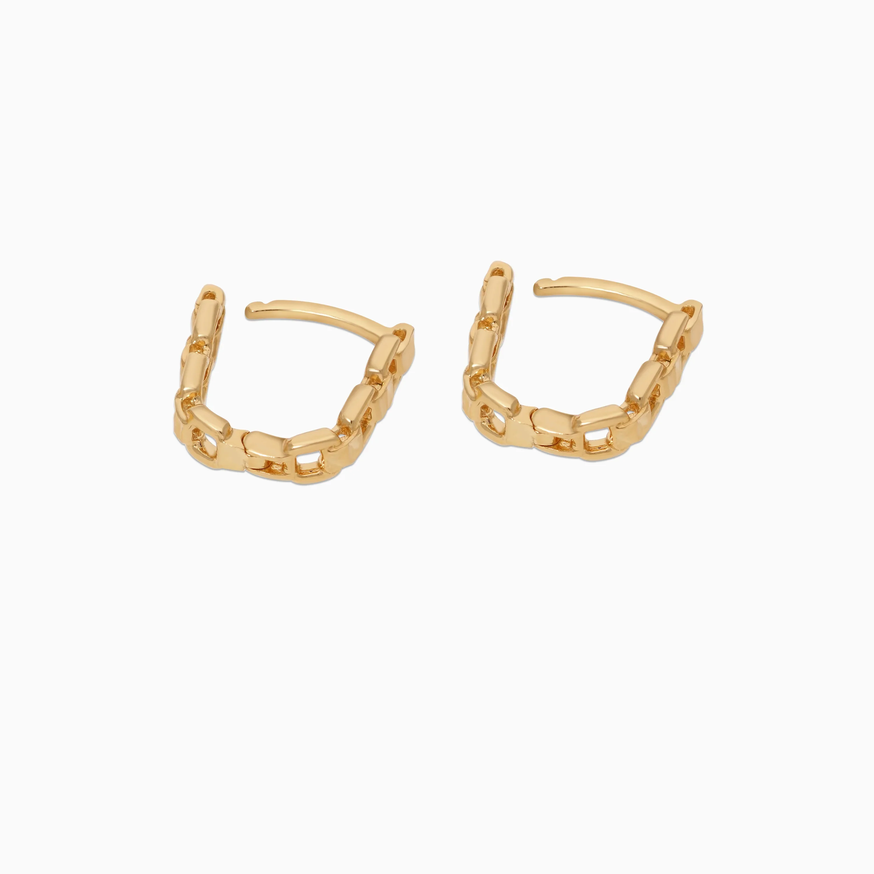 18k Yellow Gold Hoops Earrings U Shaped - Image 3