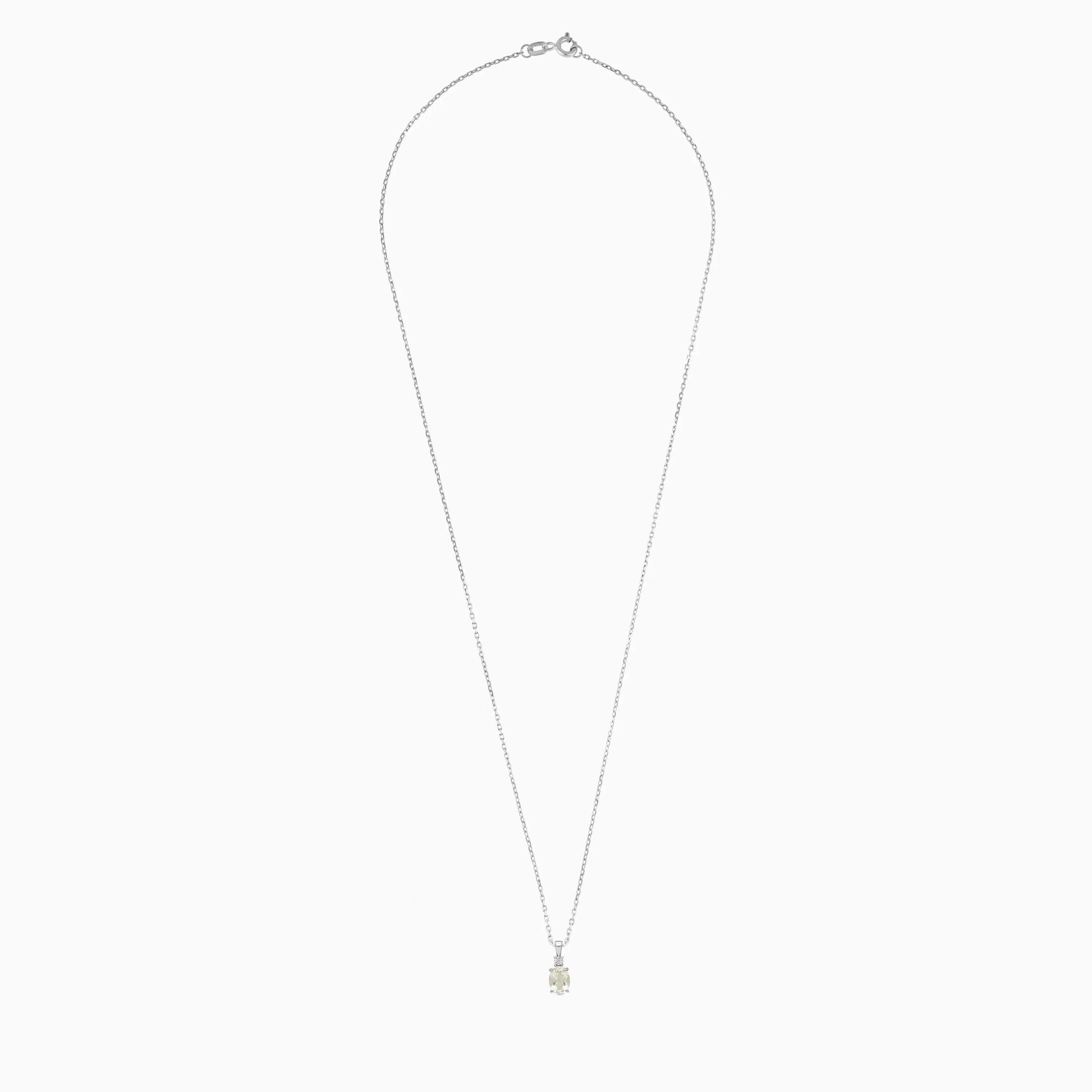 Graceful 18k White Gold Necklace with Green Prasiolite and Natural Diamond Stones | Colour Classic - Image 2