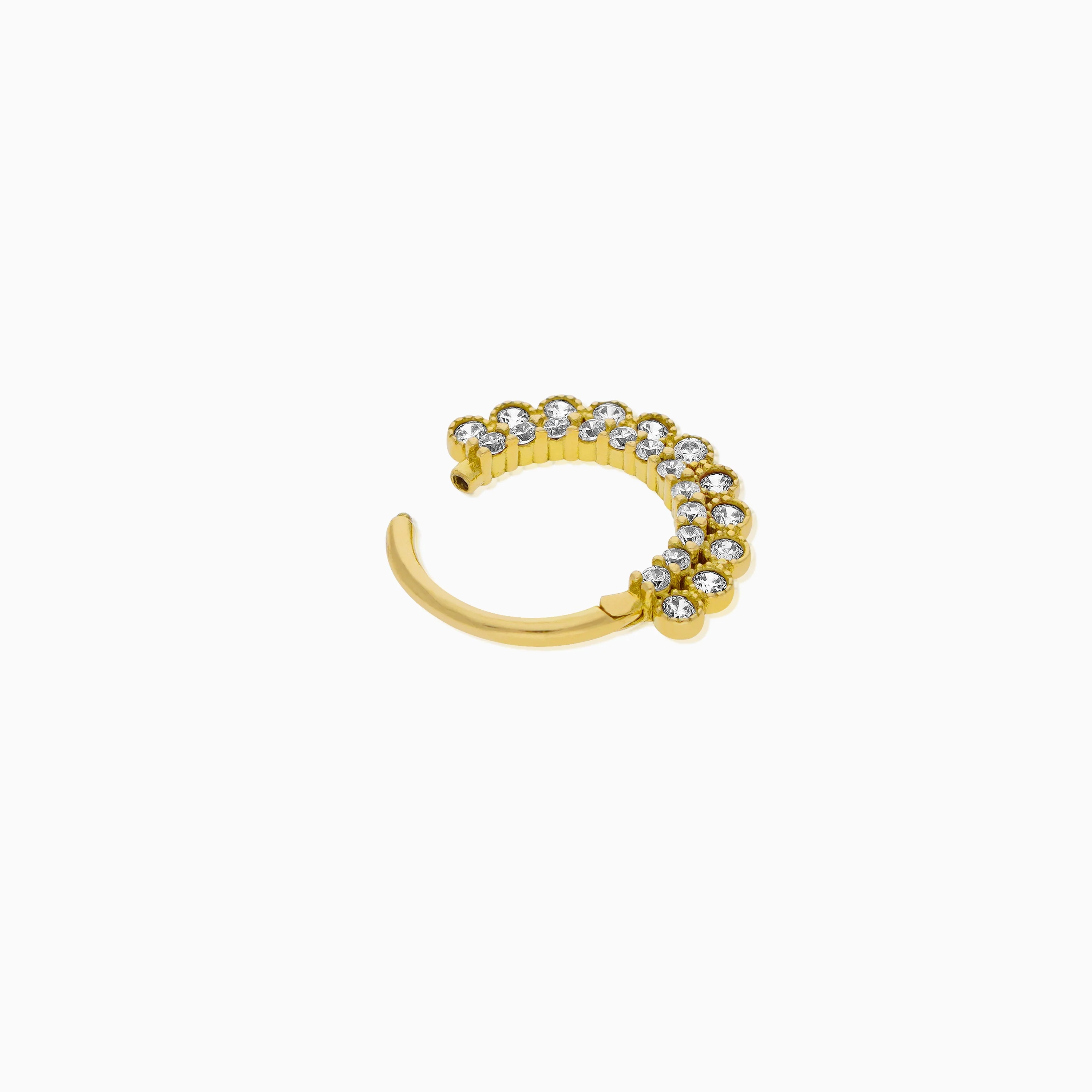 18K Yellow Gold Hoop Piercing with Sparkling Zircons - Image 2