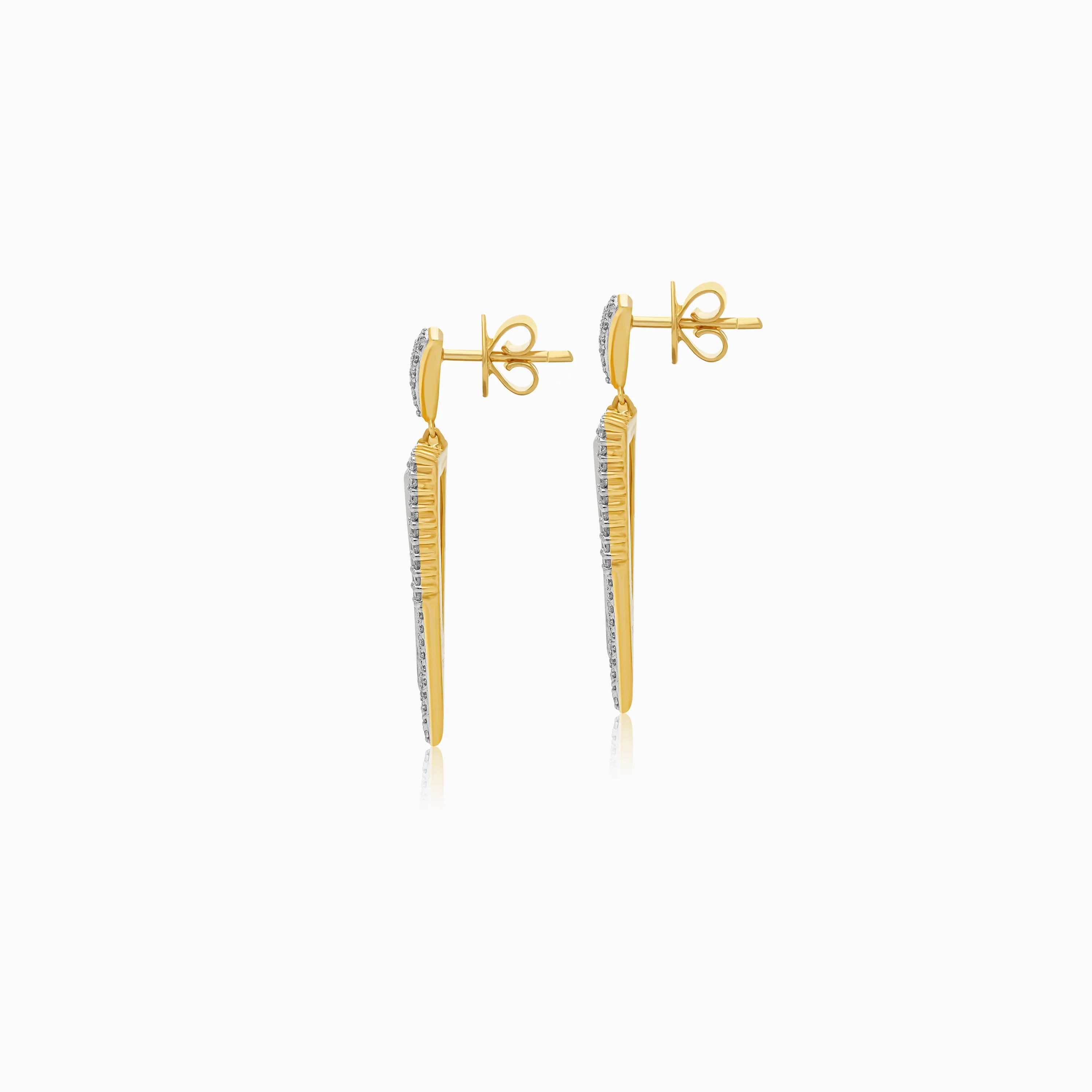 Inverted triangle earrings in 18k Yellow Gold  Decorated with MOP and Natural Diamonds | mosaic collection - Image 3