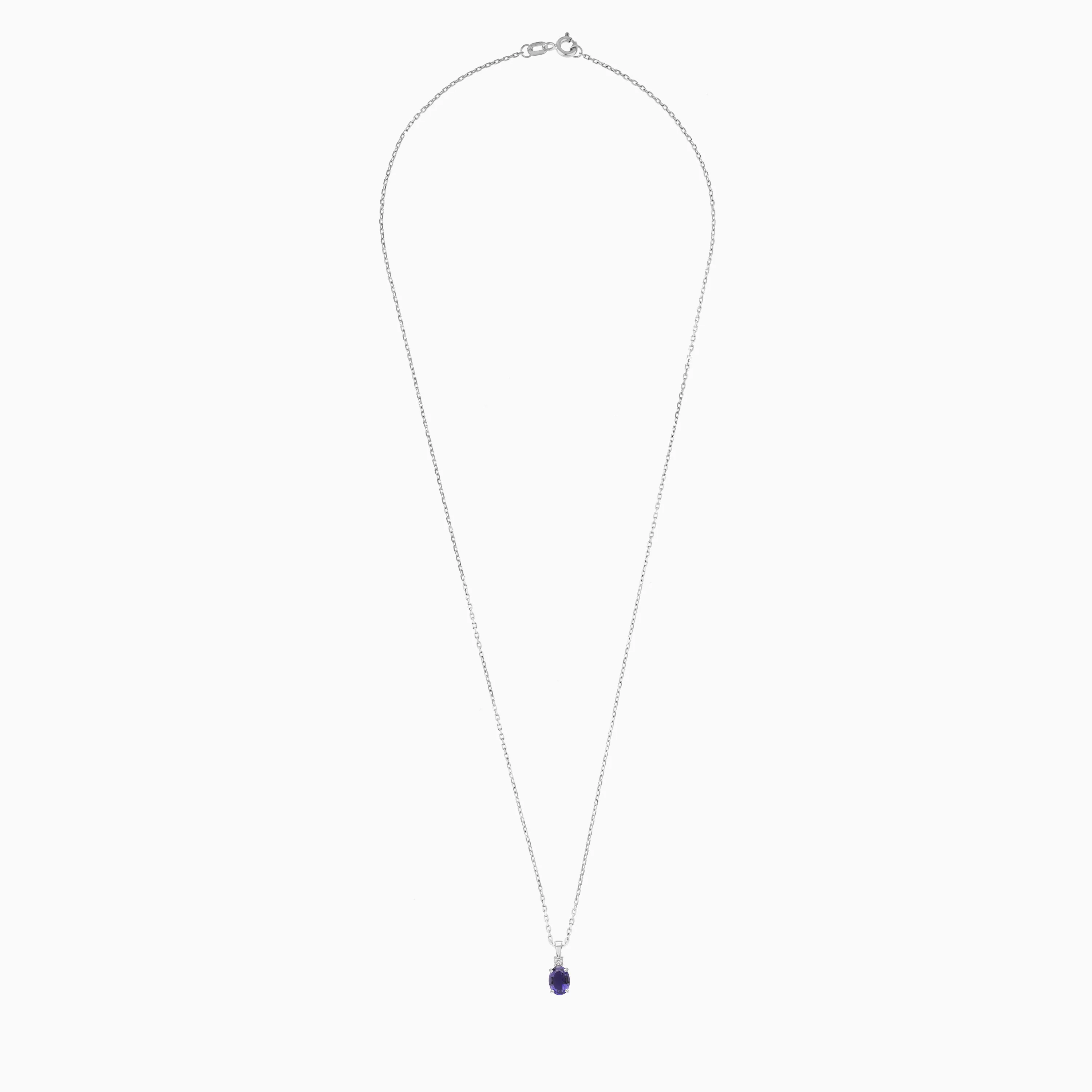 Iolite Gemstones and Natural Diamond Necklace in 18k White Gold – Colour Classic Collection - Image 2