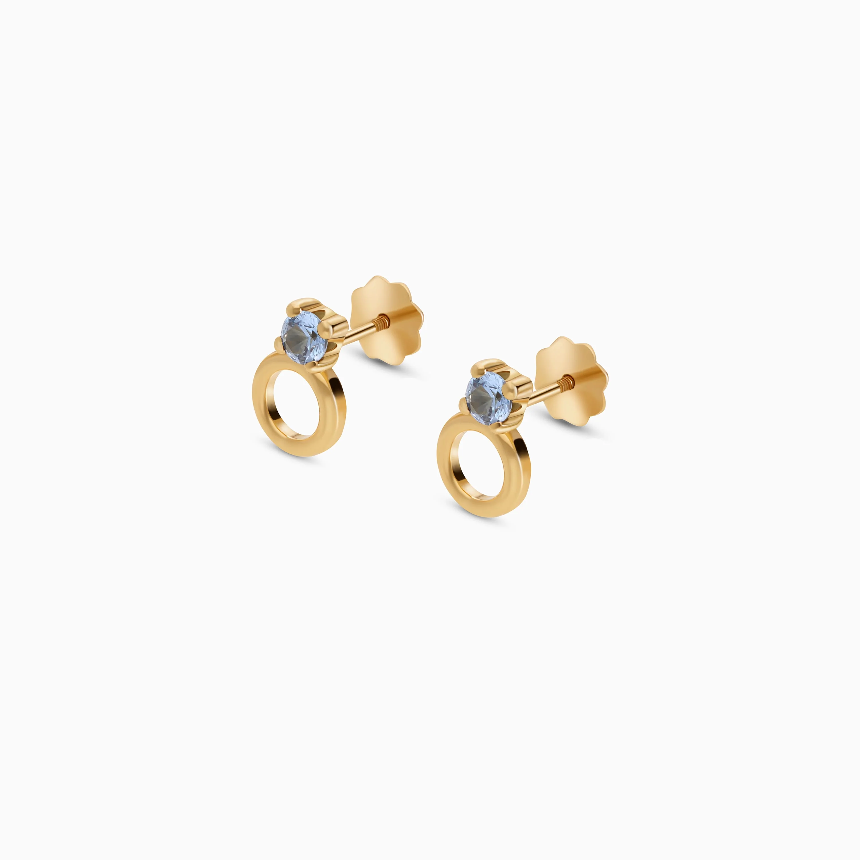 Kids Round Earrings in 18K Gold with Shine Stones - Image 2