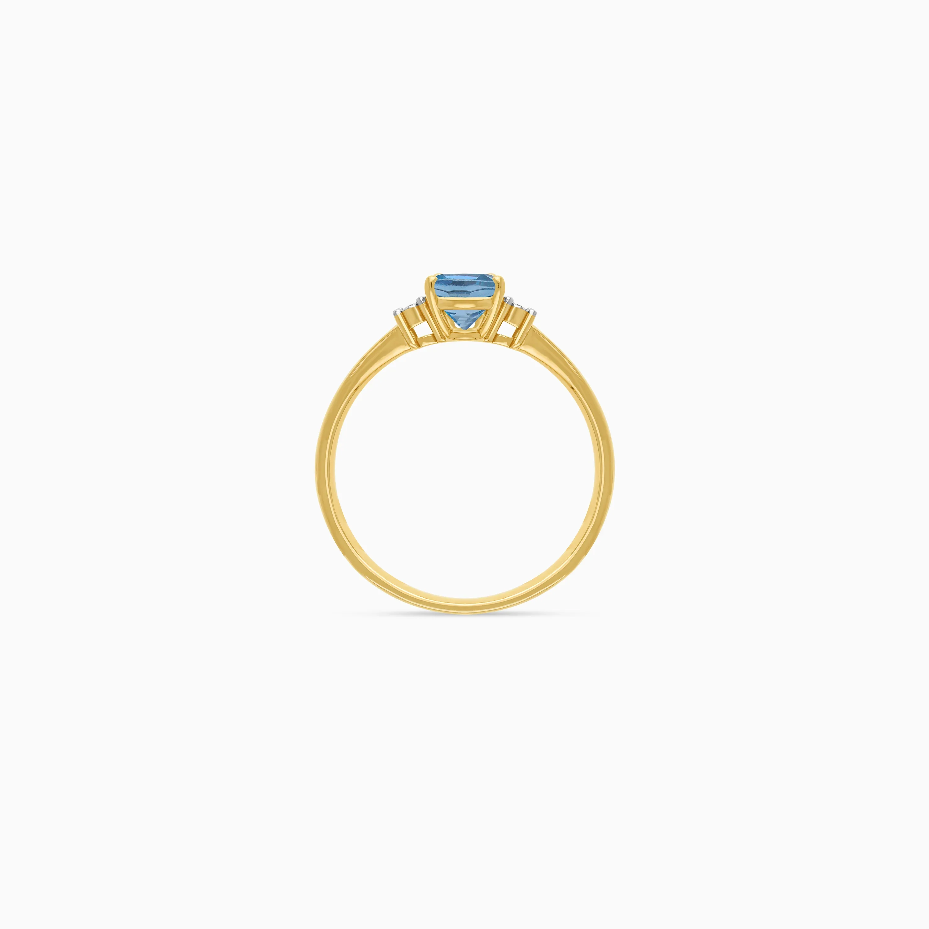 18K Yellow Gold Ring with Natural Diamonds and Blue Topaz In the center - Image 4