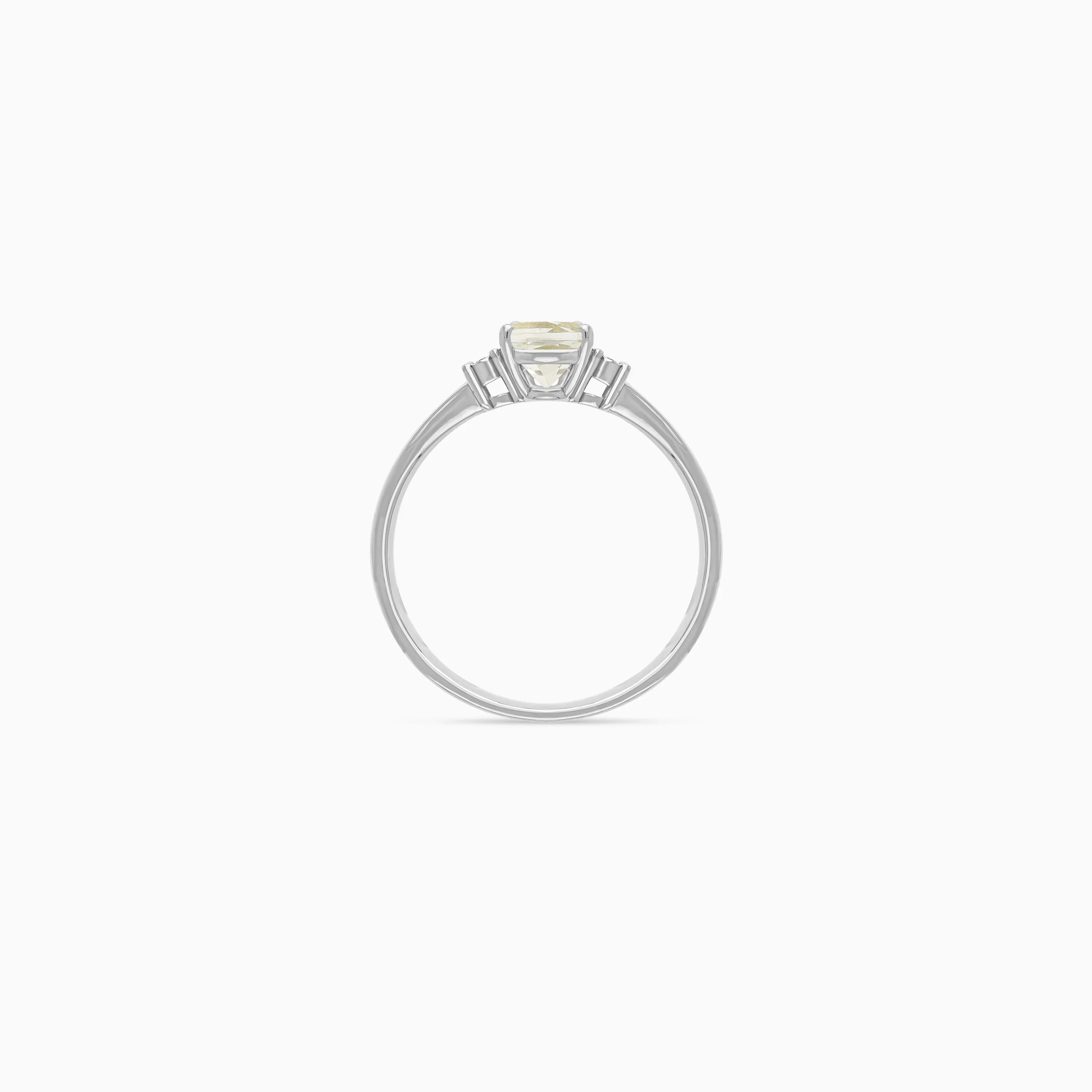 Luxurious Classic Collection Ring 18k White Gold with Green Prasiolite & Natural Diamond Stones - Image 3