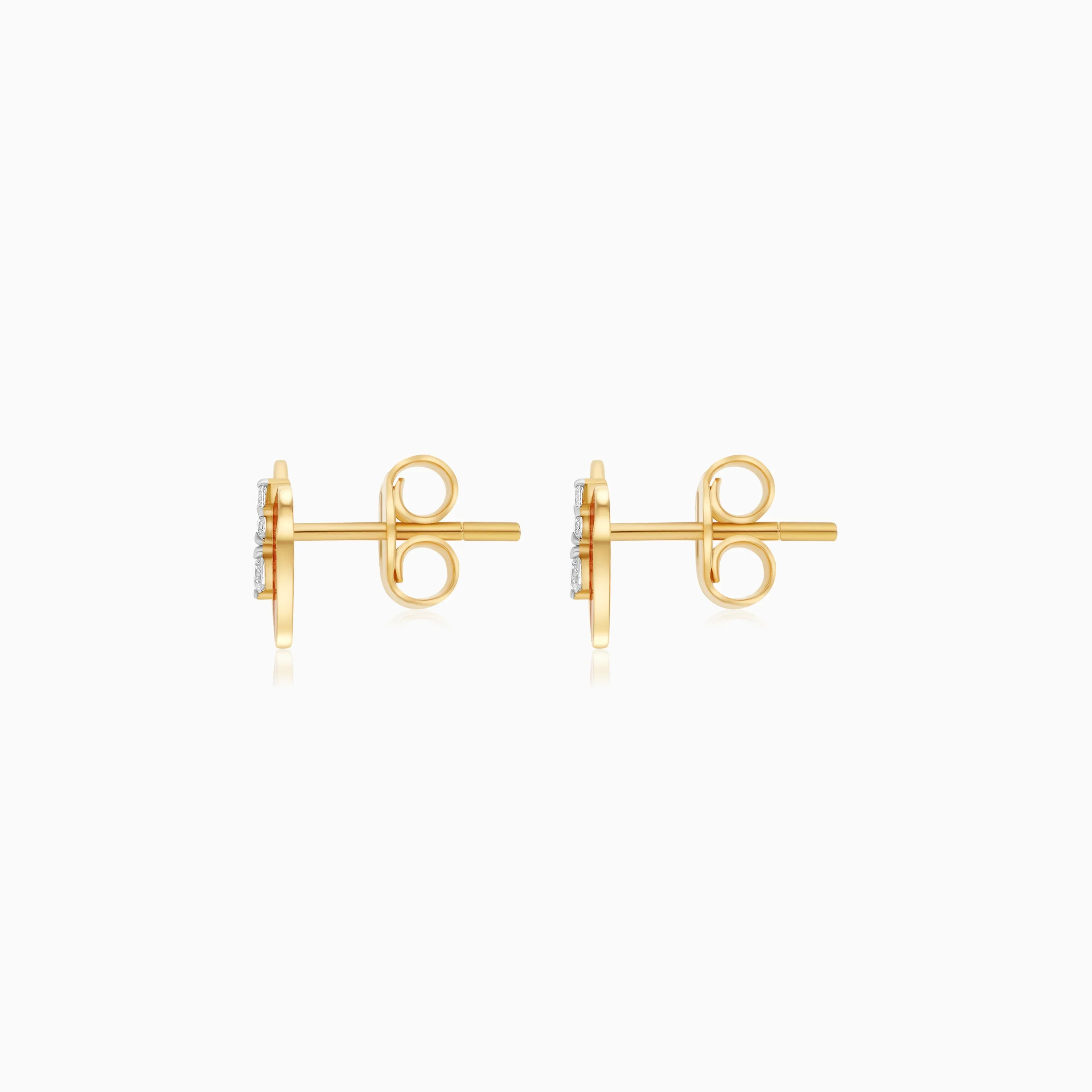 Mickey & Friends 18K Yellow Gold Mini Mouse Bow Earrings with Natural Diamonds & Enamel | Disney Collection - Image 3
