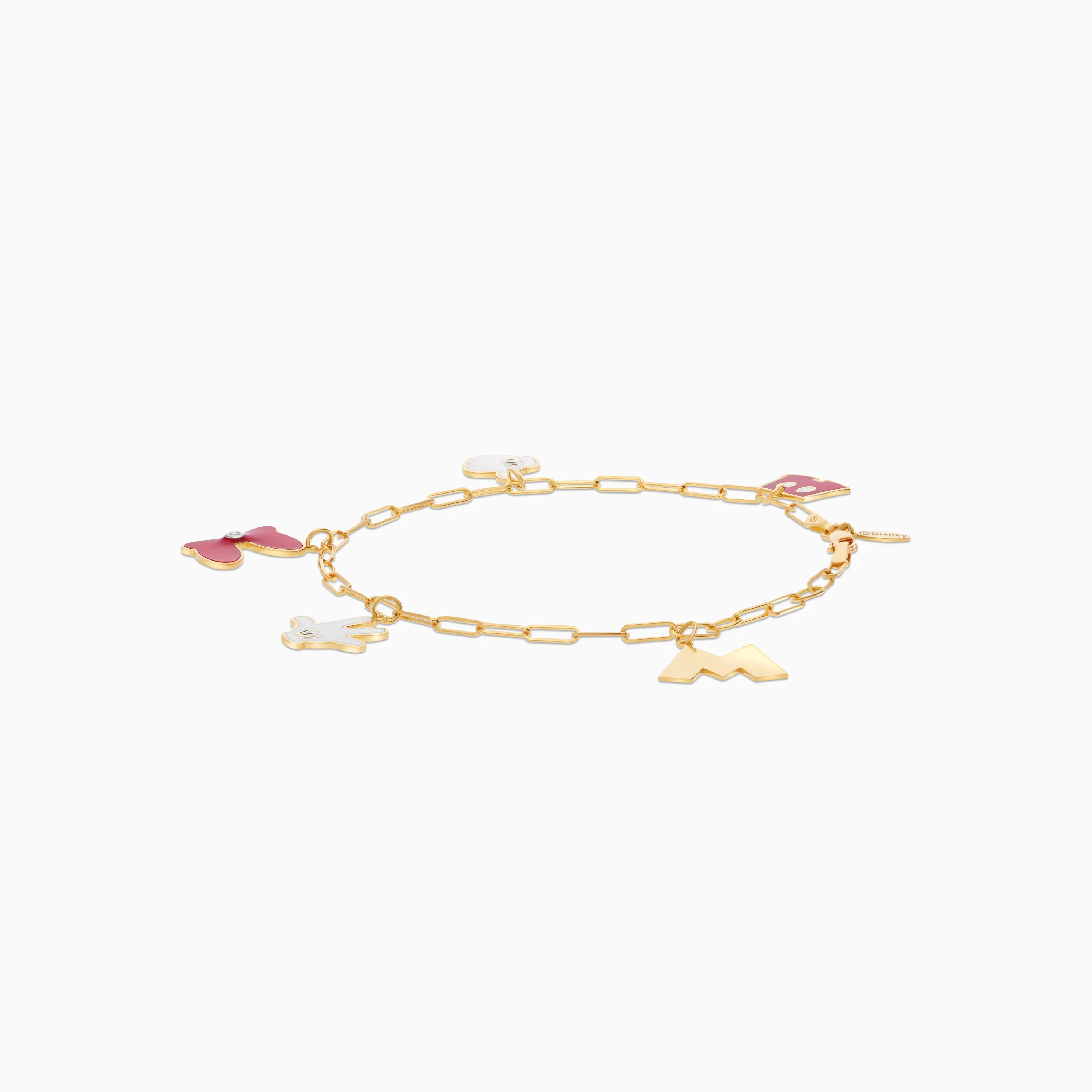 18k Yellow Gold Minnie Mouse Charm Bracelet for Kids with Natural Diamonds | Disney Collection - Image 3