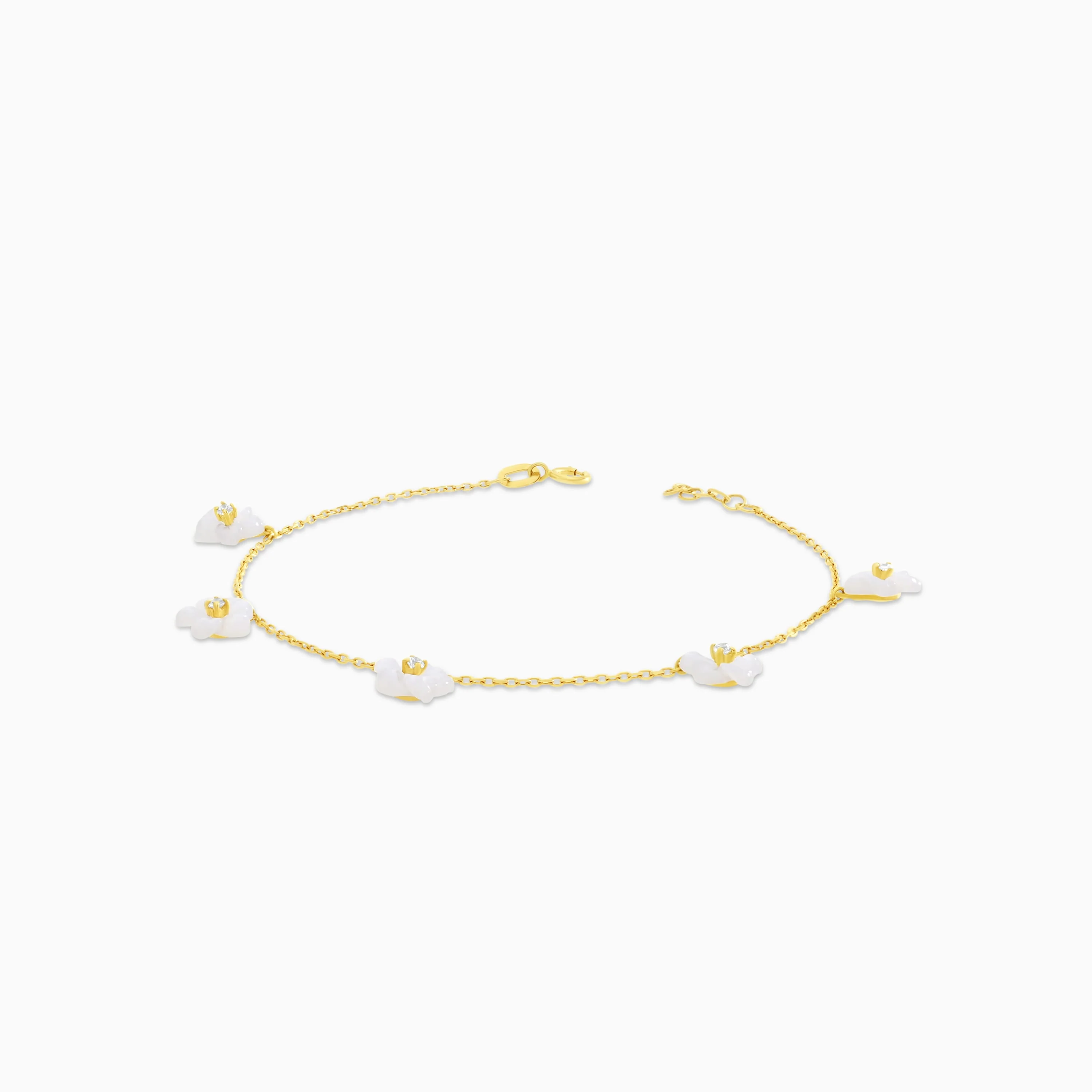 Mother of Pearl & Zircon Stone 18K Gold Bracelet - Image 3