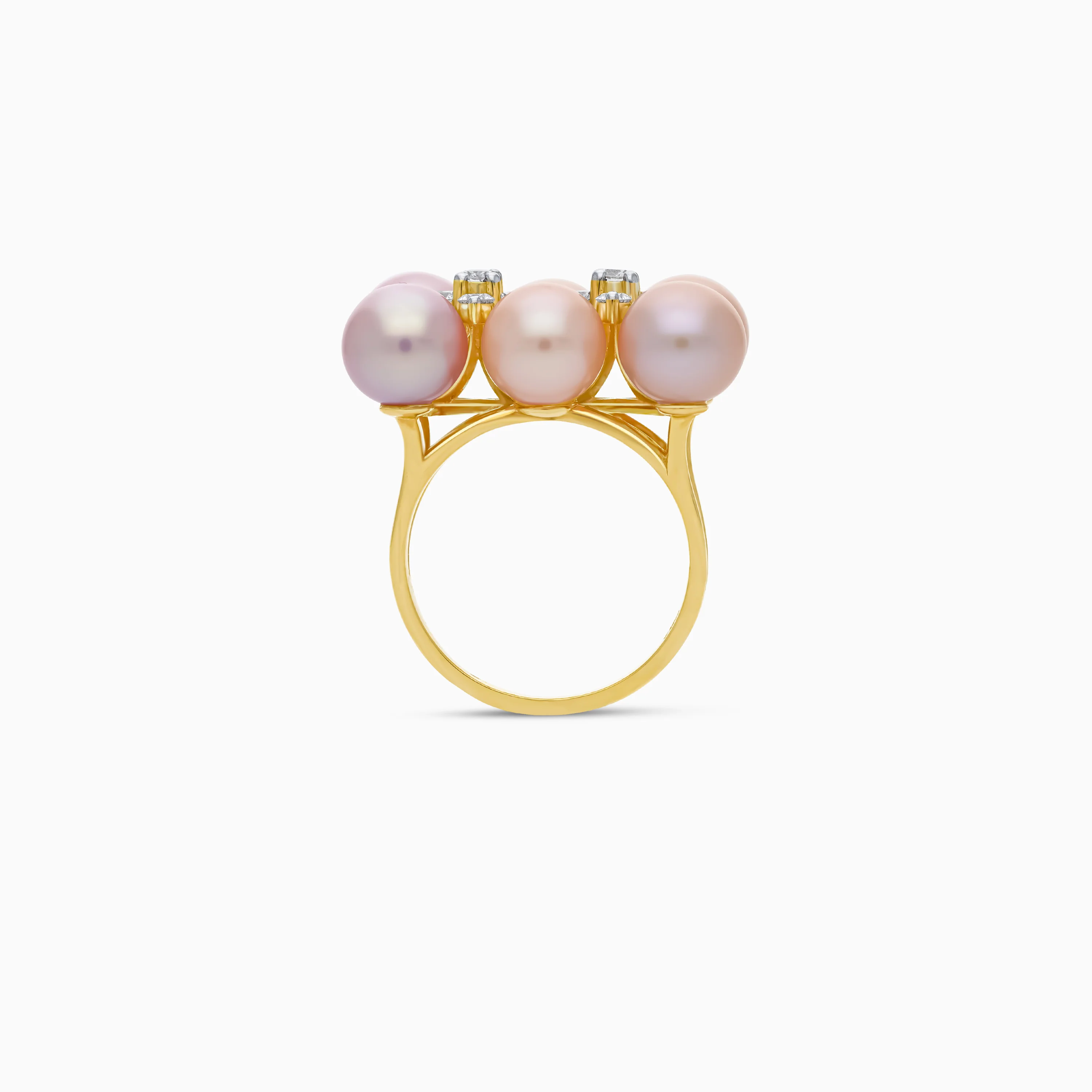 Multi-color pearls and natural diamonds Ring in 18k yellow gold | danah diamond collection - Image 3