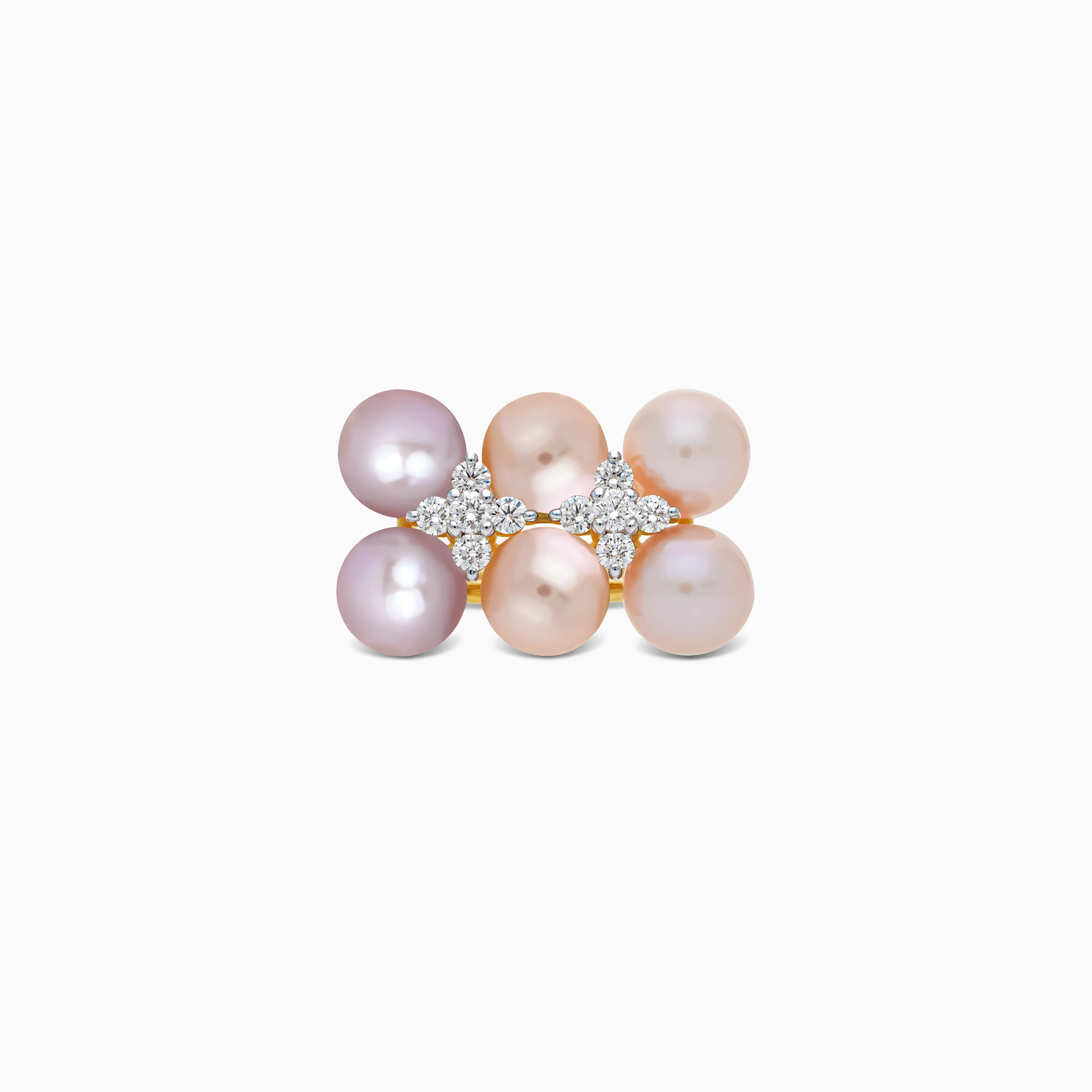 Multi-color pearls and natural diamonds Ring in 18k yellow gold | danah diamond collection - Image 4