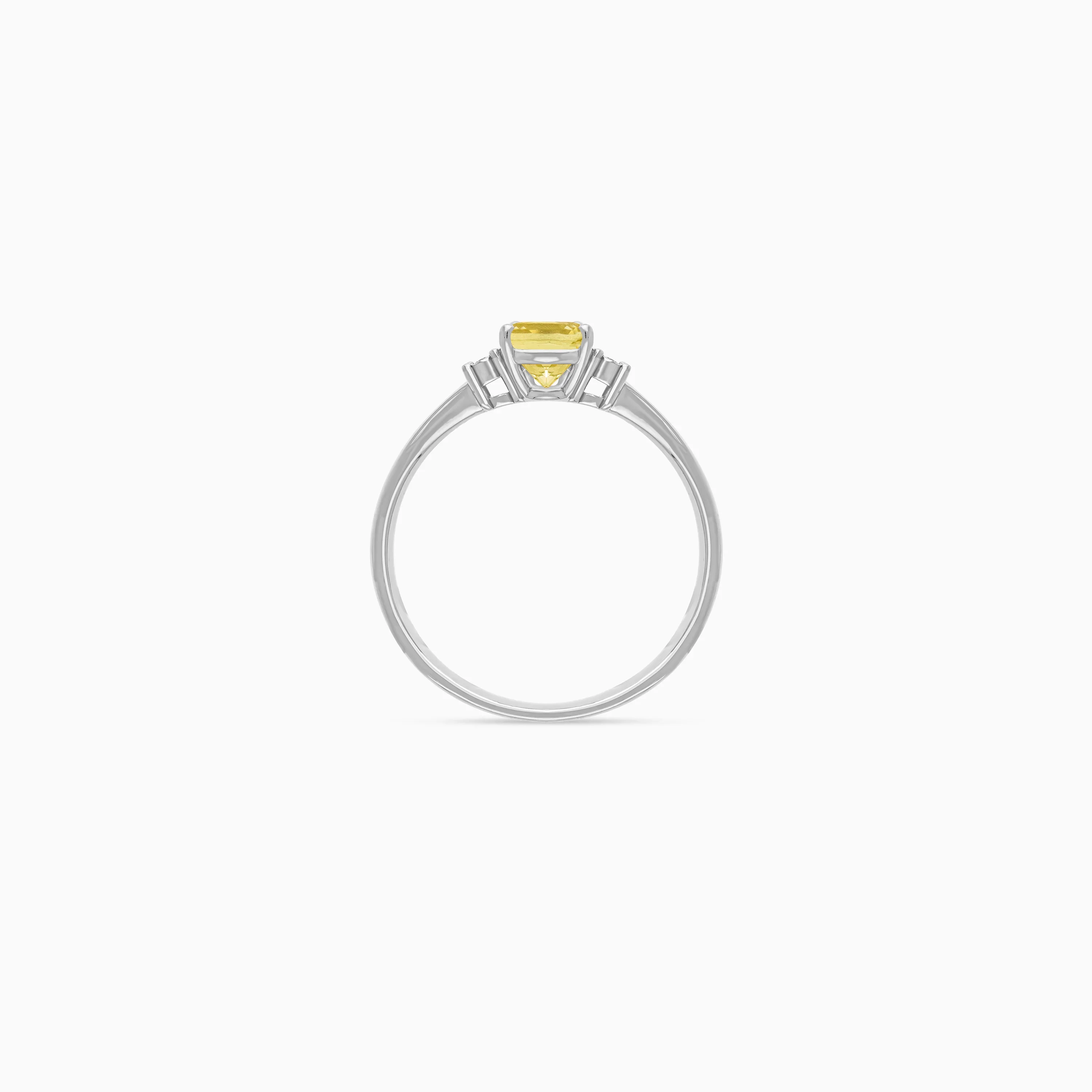 18K White Gold Ring with Natural Diamond and Lemon quartz stone | Colour Classic - Image 3