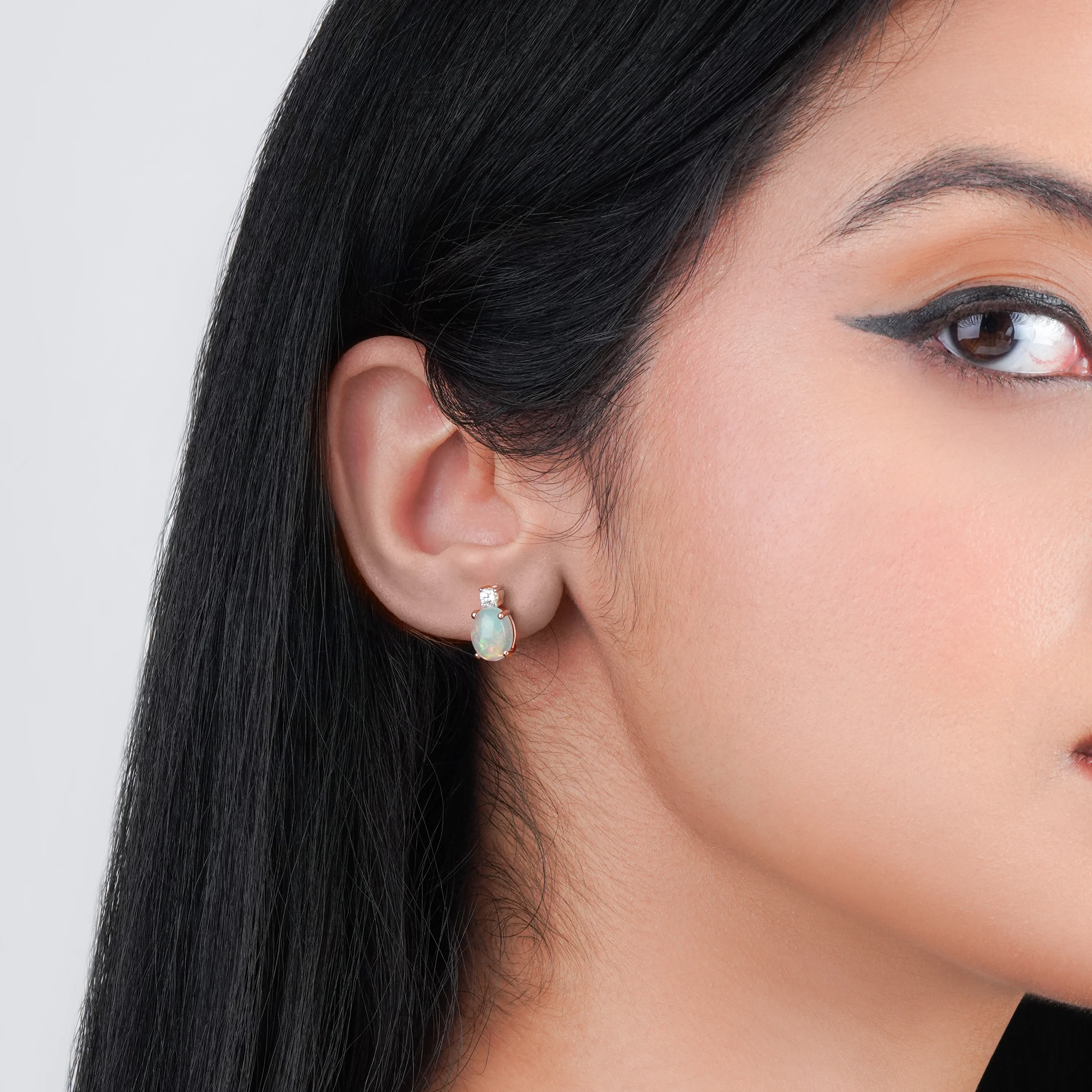 18k Yellow Gold Earrings with Opal & Natural Diamonds | Colour Classic Collection - Image 2