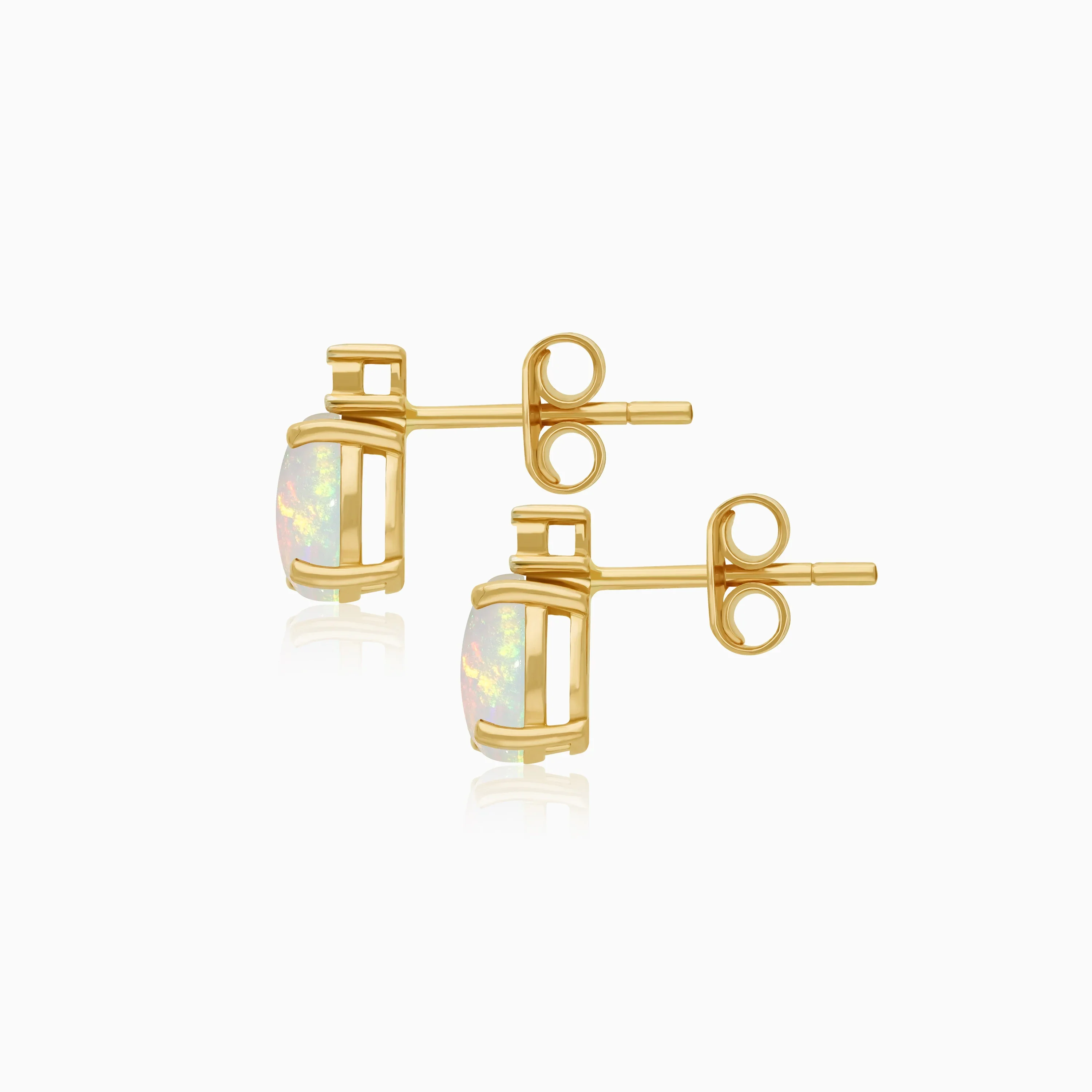 18k Yellow Gold Earrings with Opal & Natural Diamonds | Colour Classic Collection - Image 4