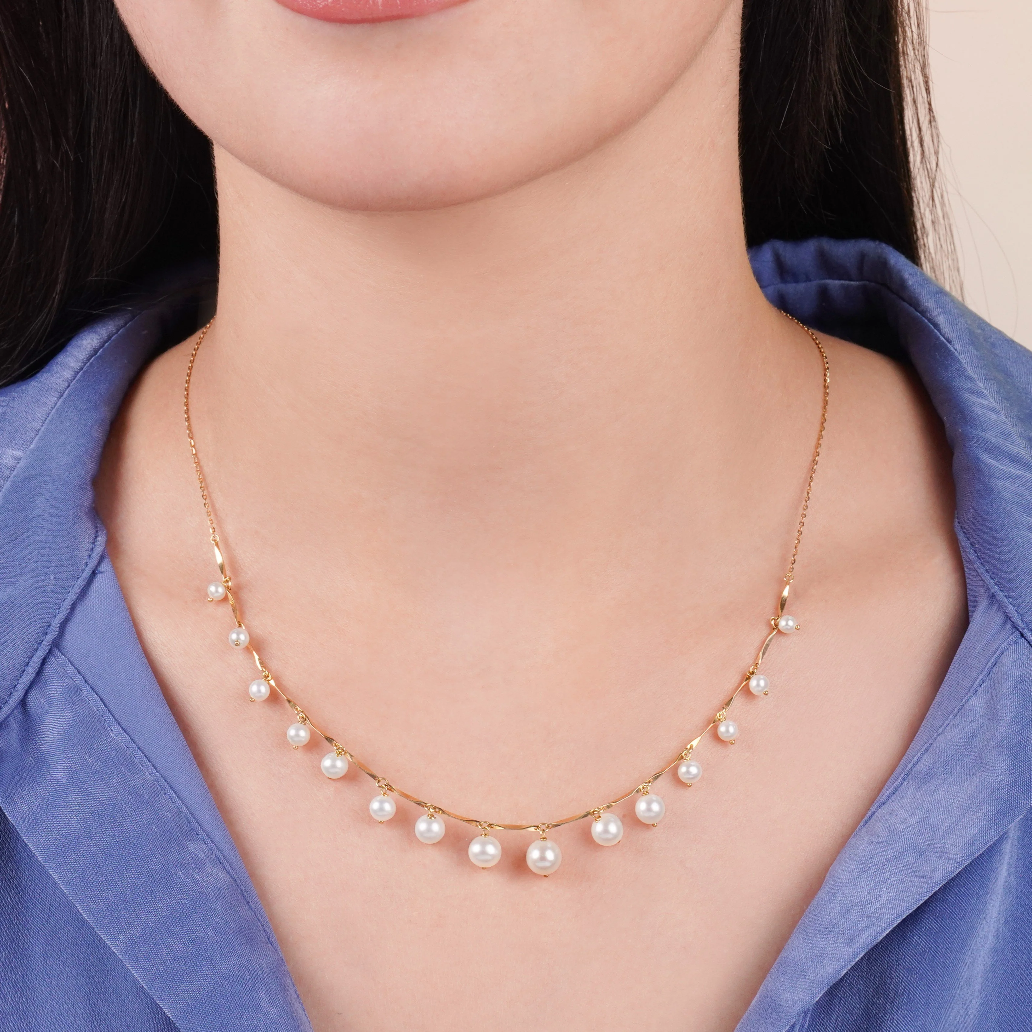 18k Yellow Gold Pearl Necklace | Danah Collection - Image 2
