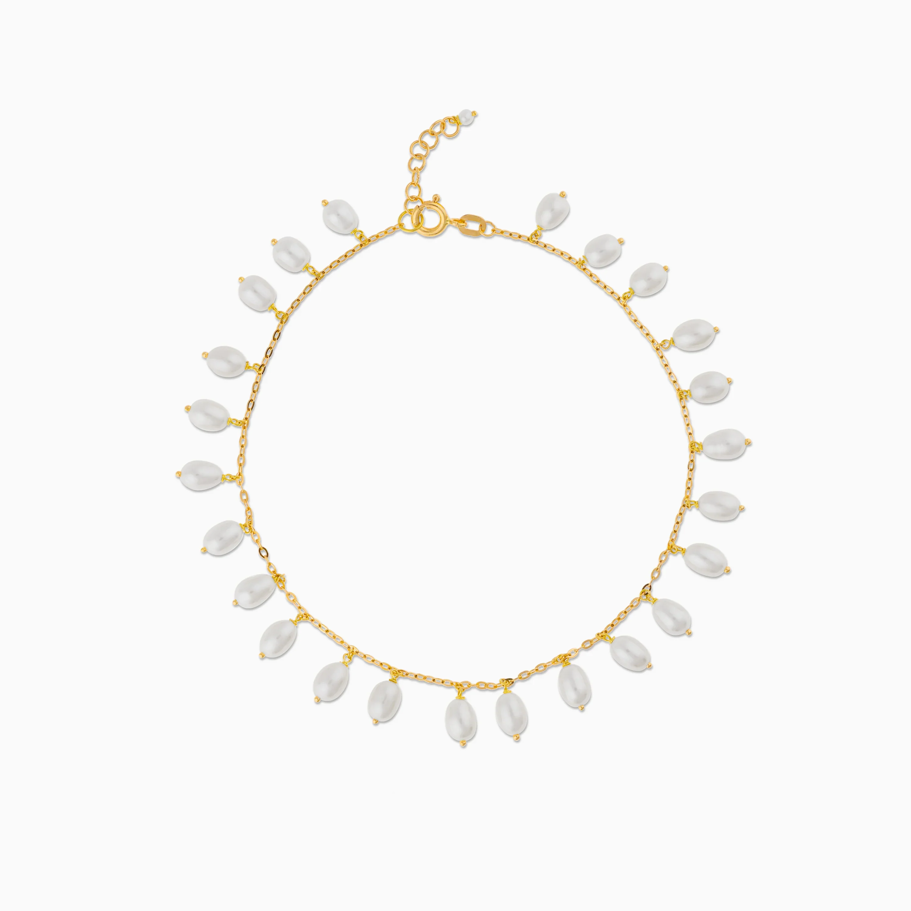 Elegant 18k Yellow Gold Pearl Anklet | Danah Collection - Image 3