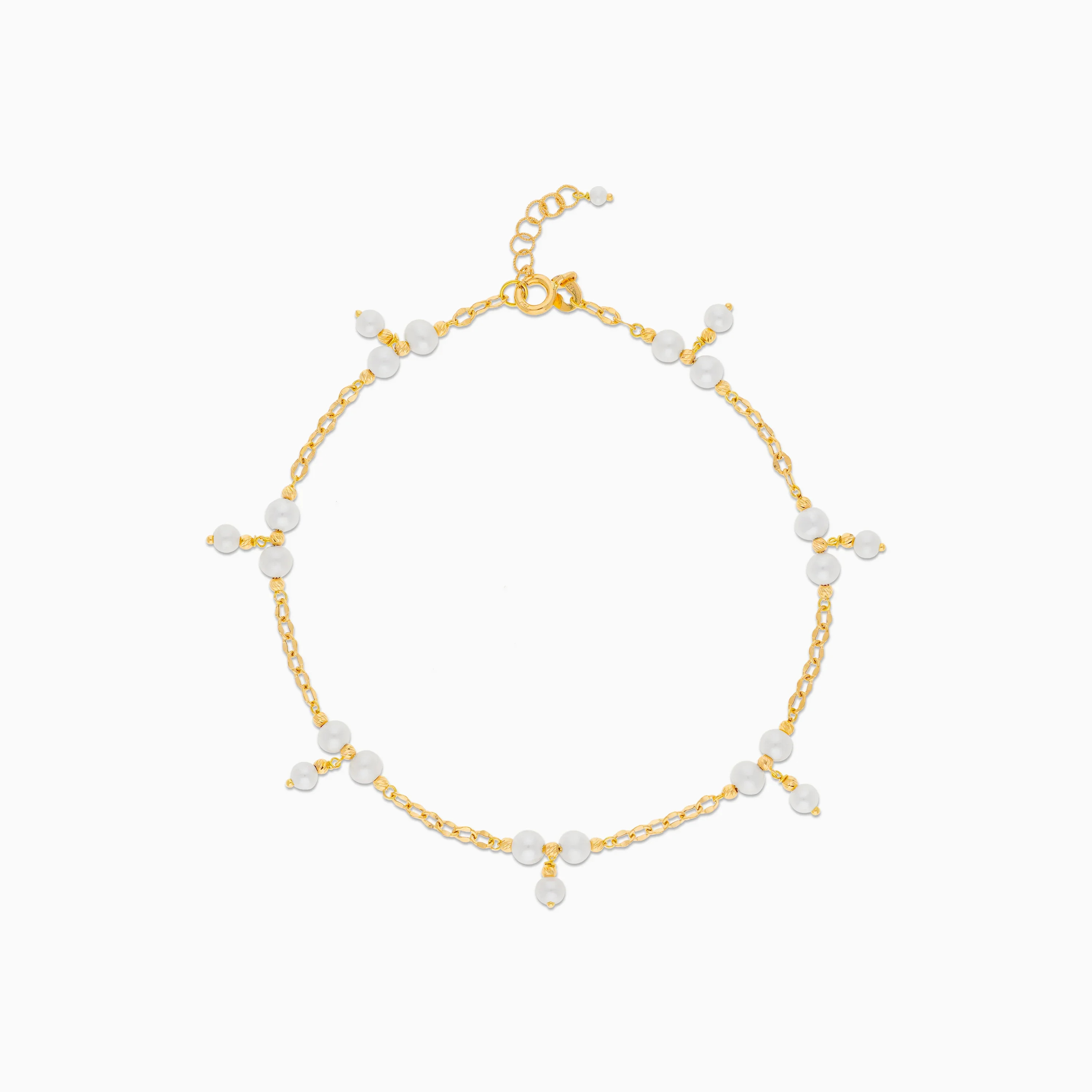 18k Yellow Gold Anklet Adorned with Pearls | Danah Collection - Image 3