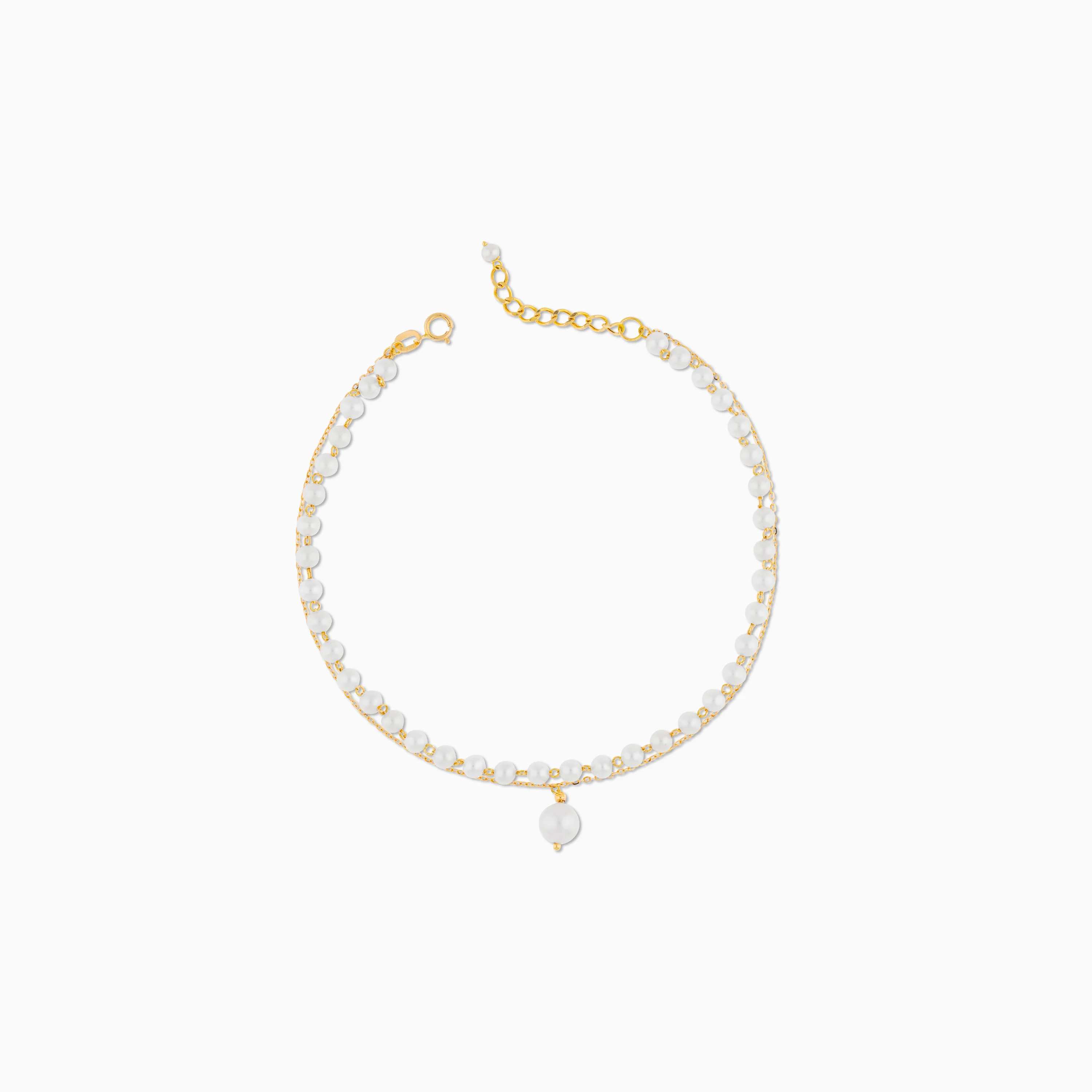 Elegant Pearl Anklet in 18k Yellow Gold | Danah Collection - Image 3