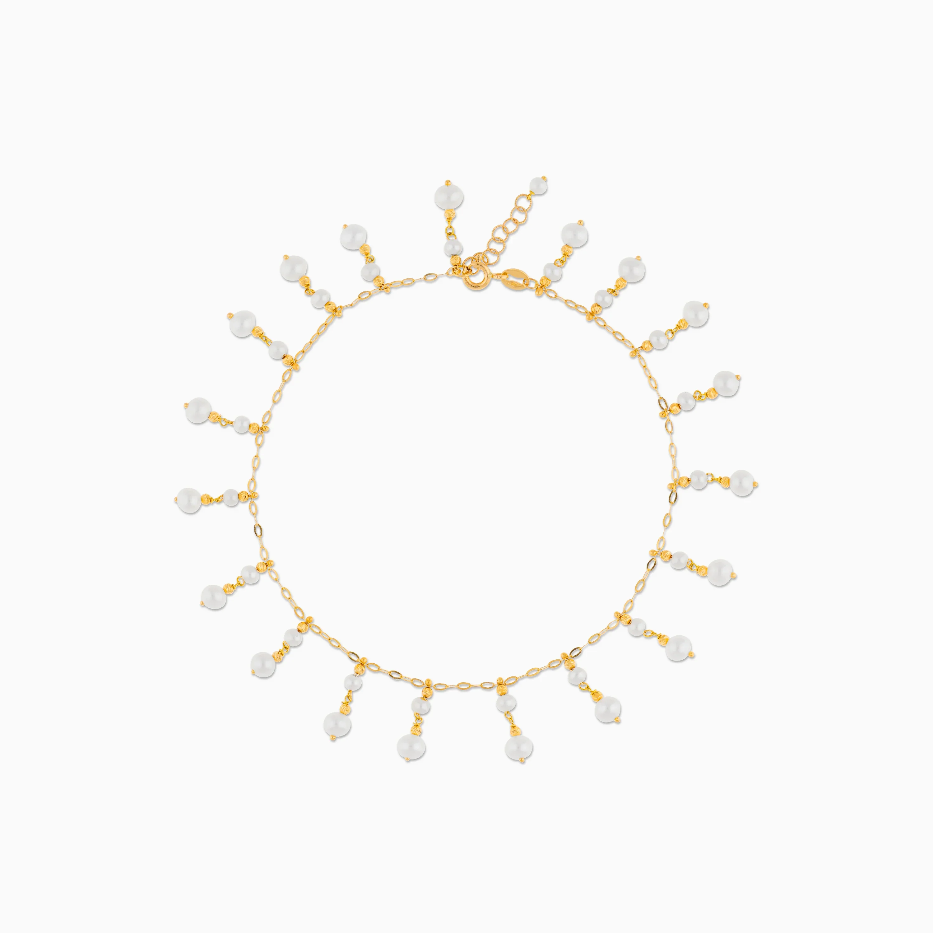 18k Yellow Gold Anklet with Hanging Pearl | Danah Collection - Image 3