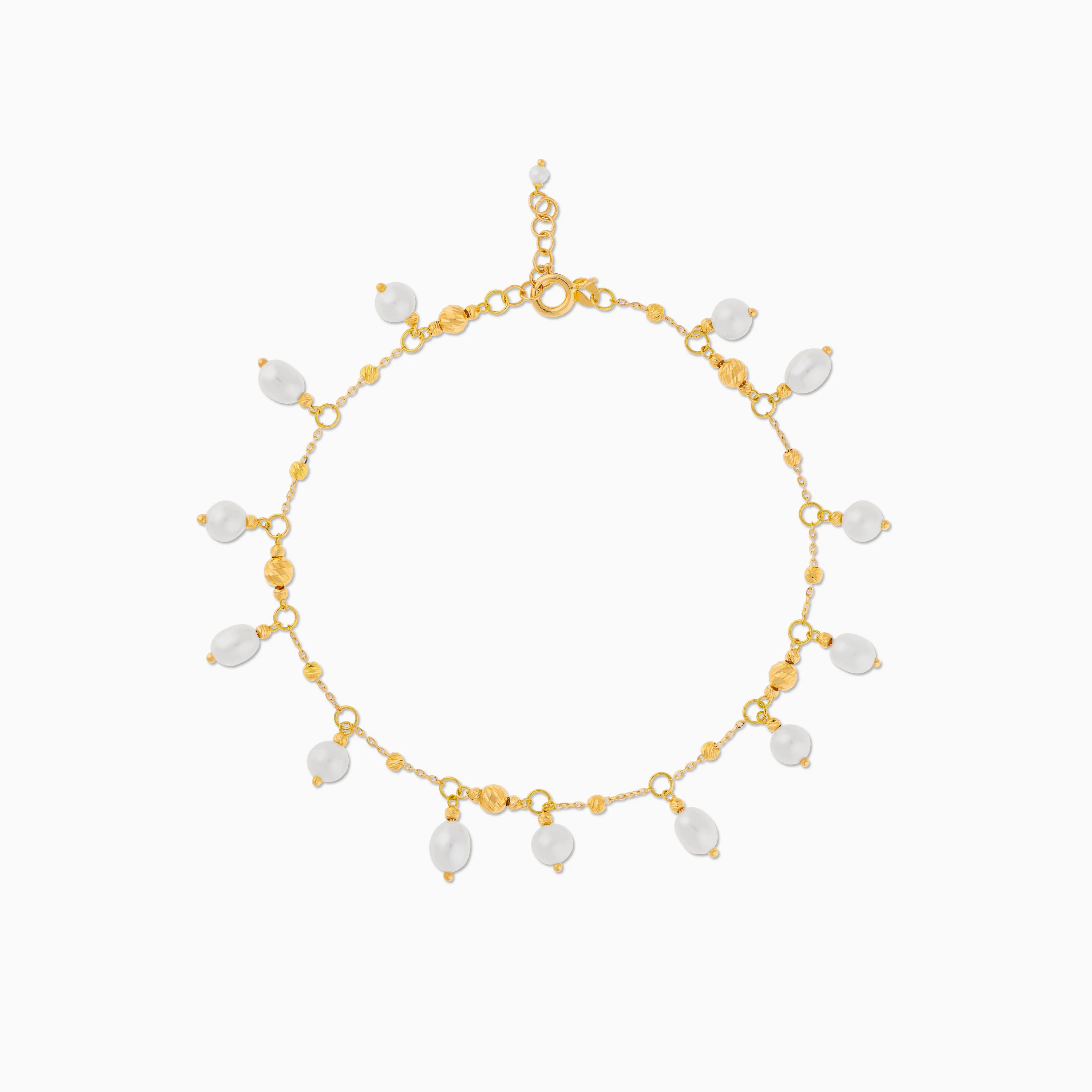 Elegant 18K Yellow Gold Pearl Anklet – Danah Collection - Image 3