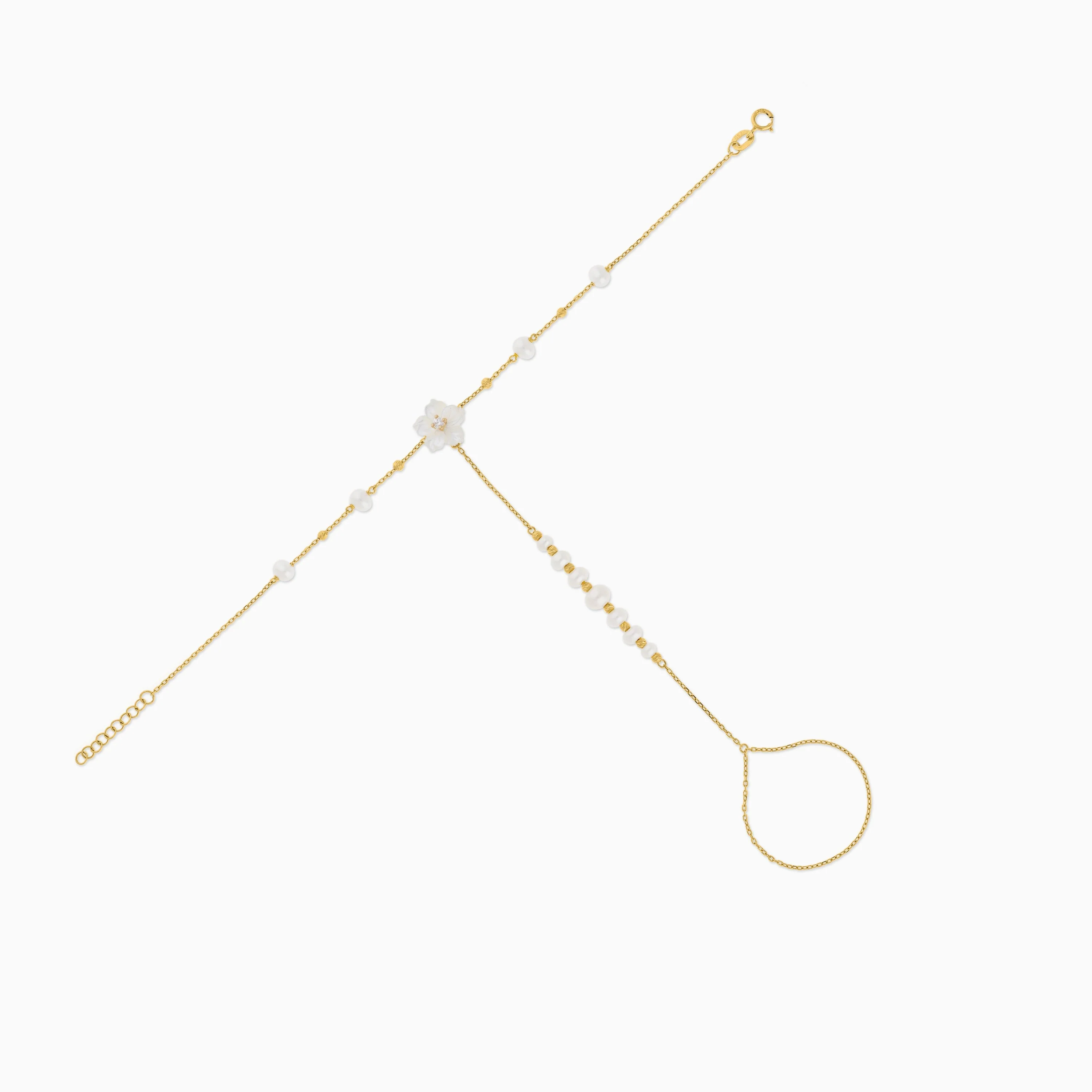 Elegant 18K Yellow Gold Panja Adorned with Pearls - Image 2